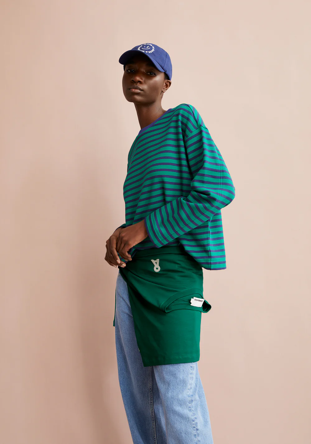 armedangels femme mariniere frankaa maarlen stripe coton bio vert bleu l armoire poethique  3 