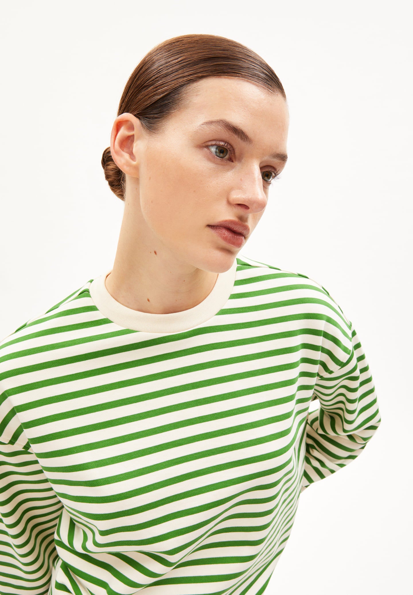 Marinière en coton bio frankaa maarlen stripe · vert et blanc