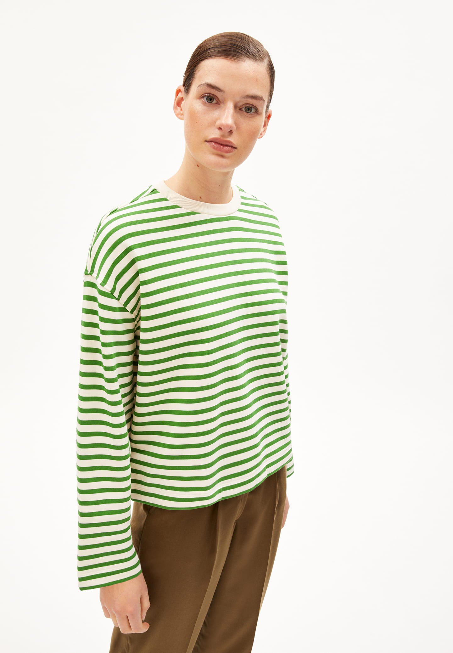 Marinière en coton bio frankaa maarlen stripe · vert et blanc