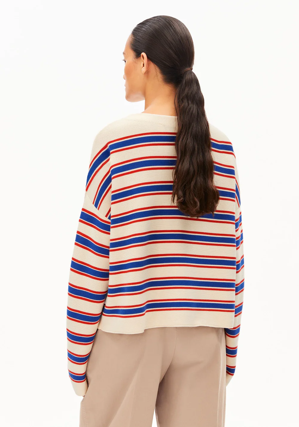 armedangels femme pull merinaa stripes coton bio blanc rouge bleu l armoire poethique  2 