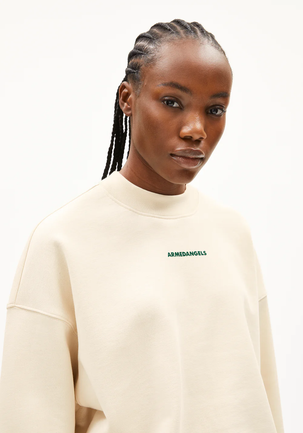armedangels femme sweat alizaa preserve coton bio blanc casse l armoire poethique  4 