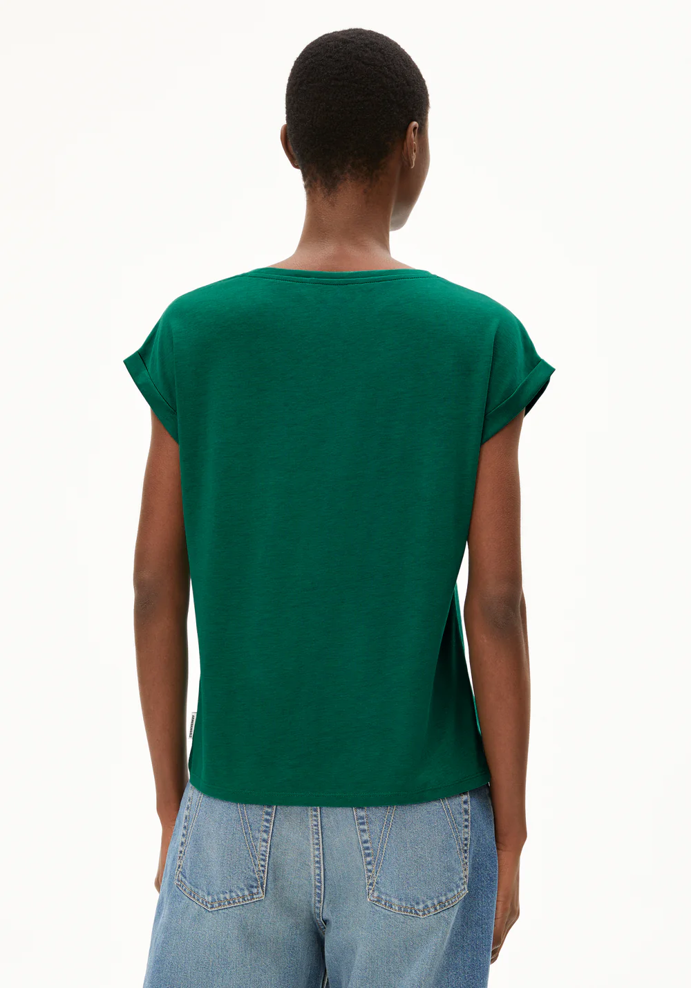 armedangels femme t shirt jilaana tencel lyocell vert emeraude l armoire poethique  3 
