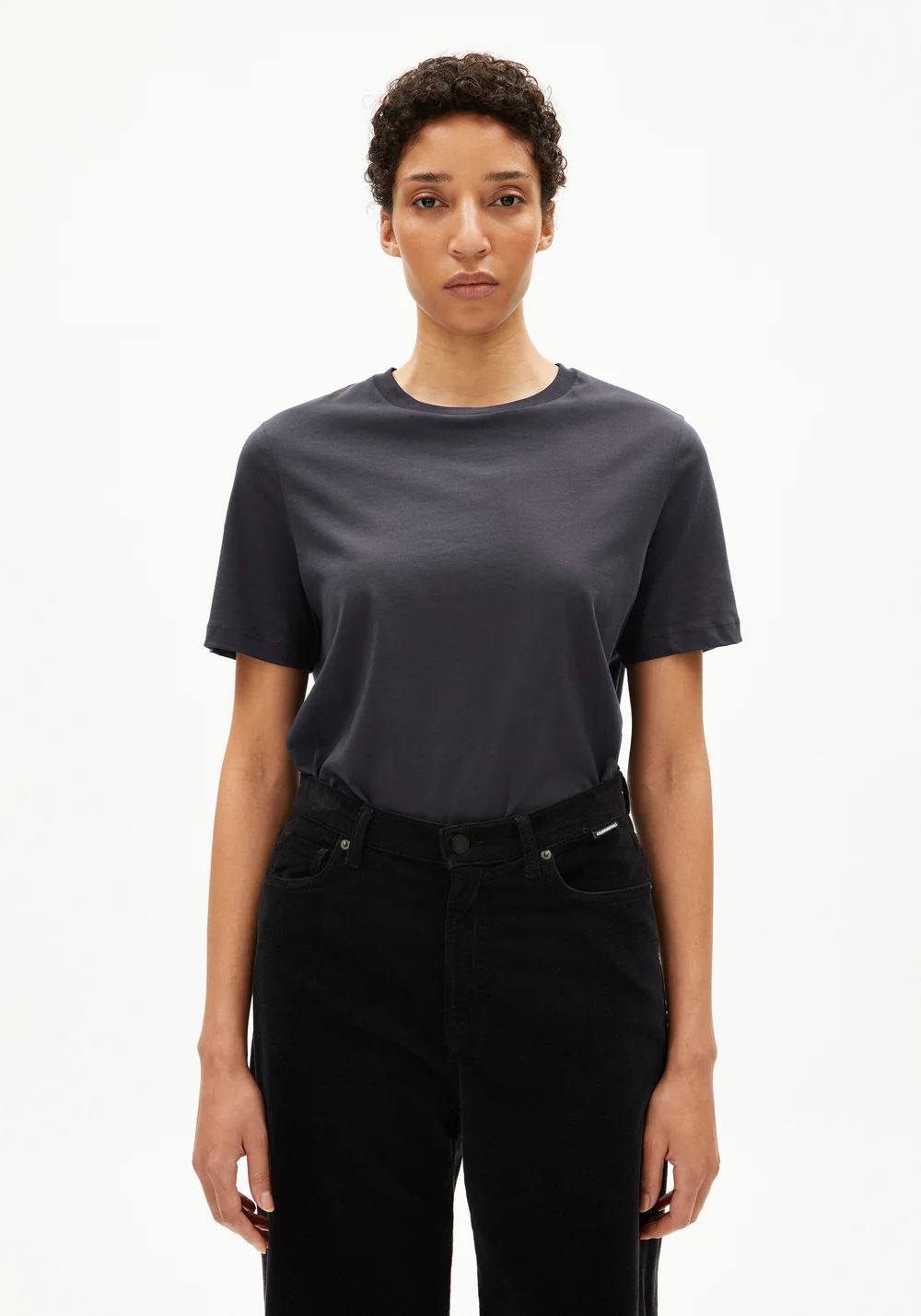 armedangels femme t shirt lualaa coton bio gris anthracite l armoire poethique  1 