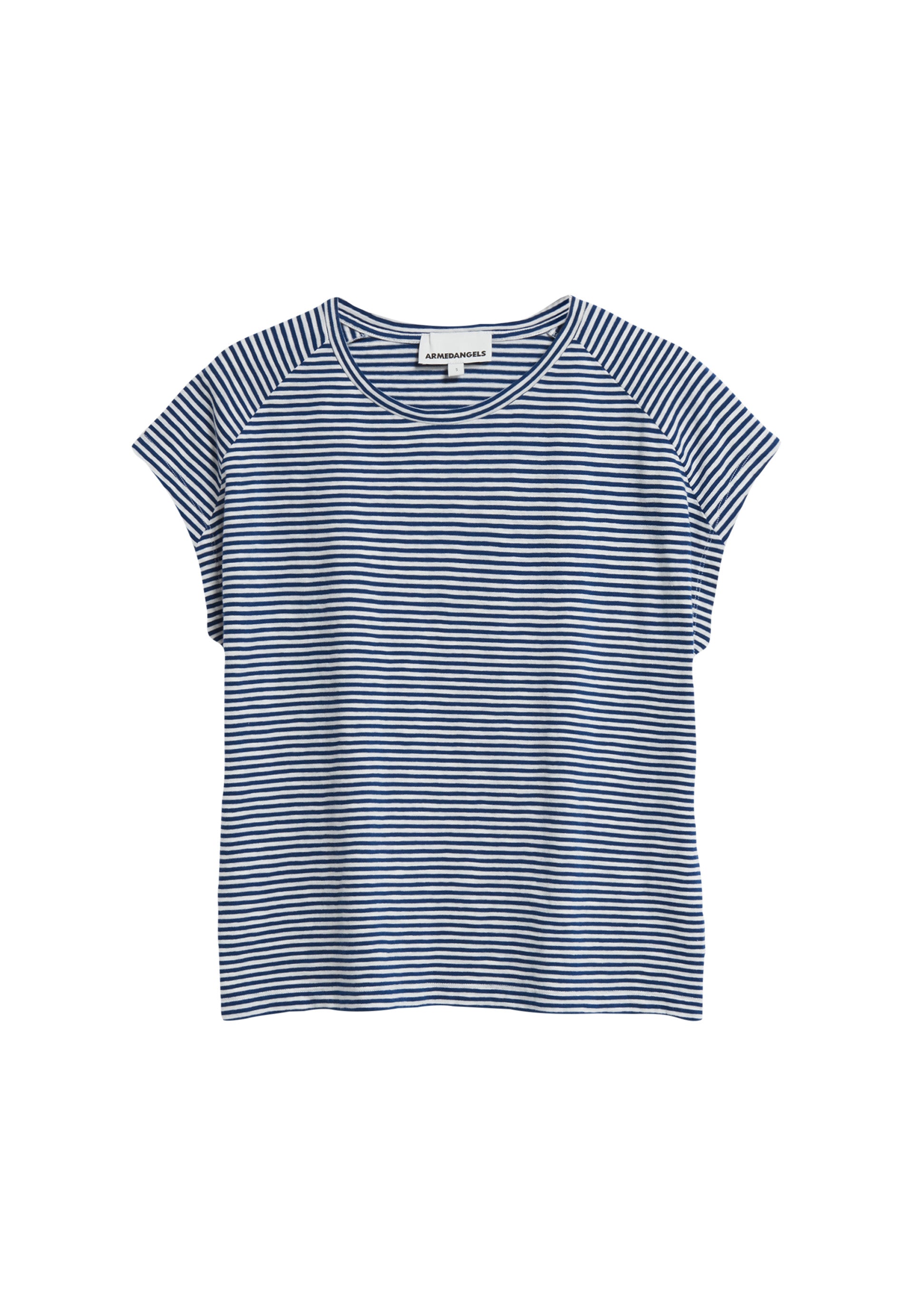 armedangels femme t shirt oneliaa lovely stripes coton bio bleu l armoire poethique