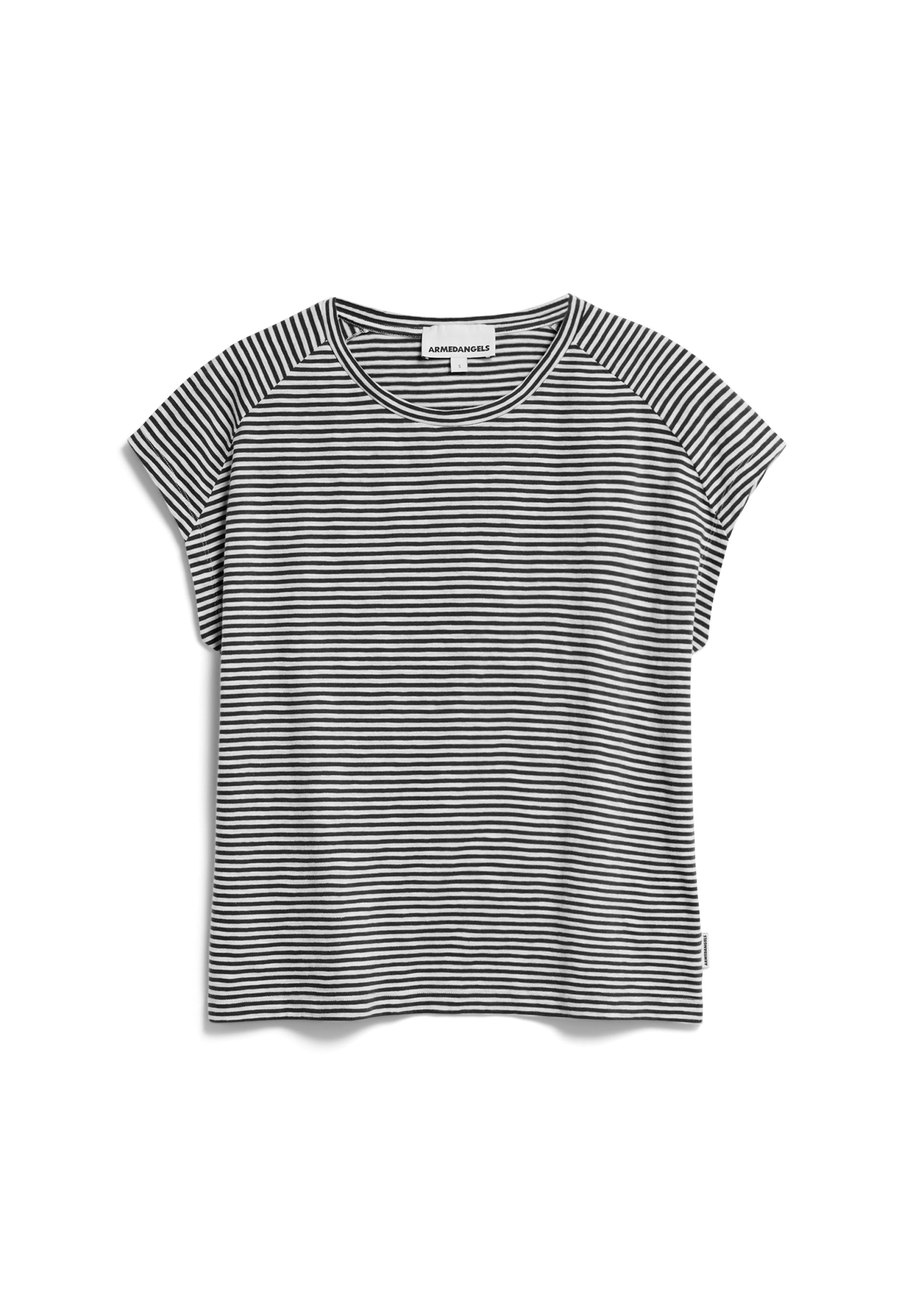 armedangels femme t shirt oneliaa lovely stripes coton bio noir l armoire poethique