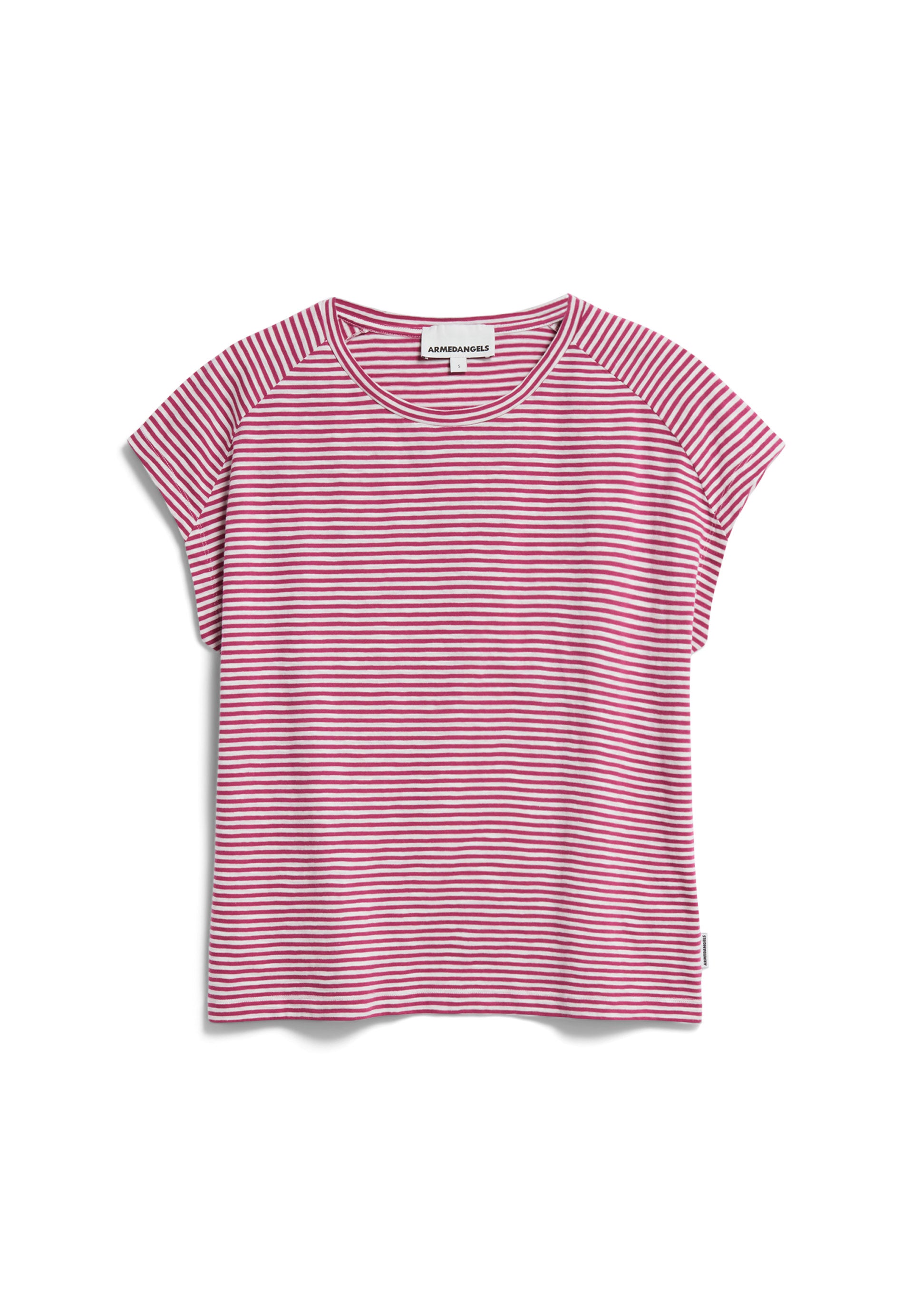 armedangels femme t shirt oneliaa lovely stripes coton bio rose l armoire poethique