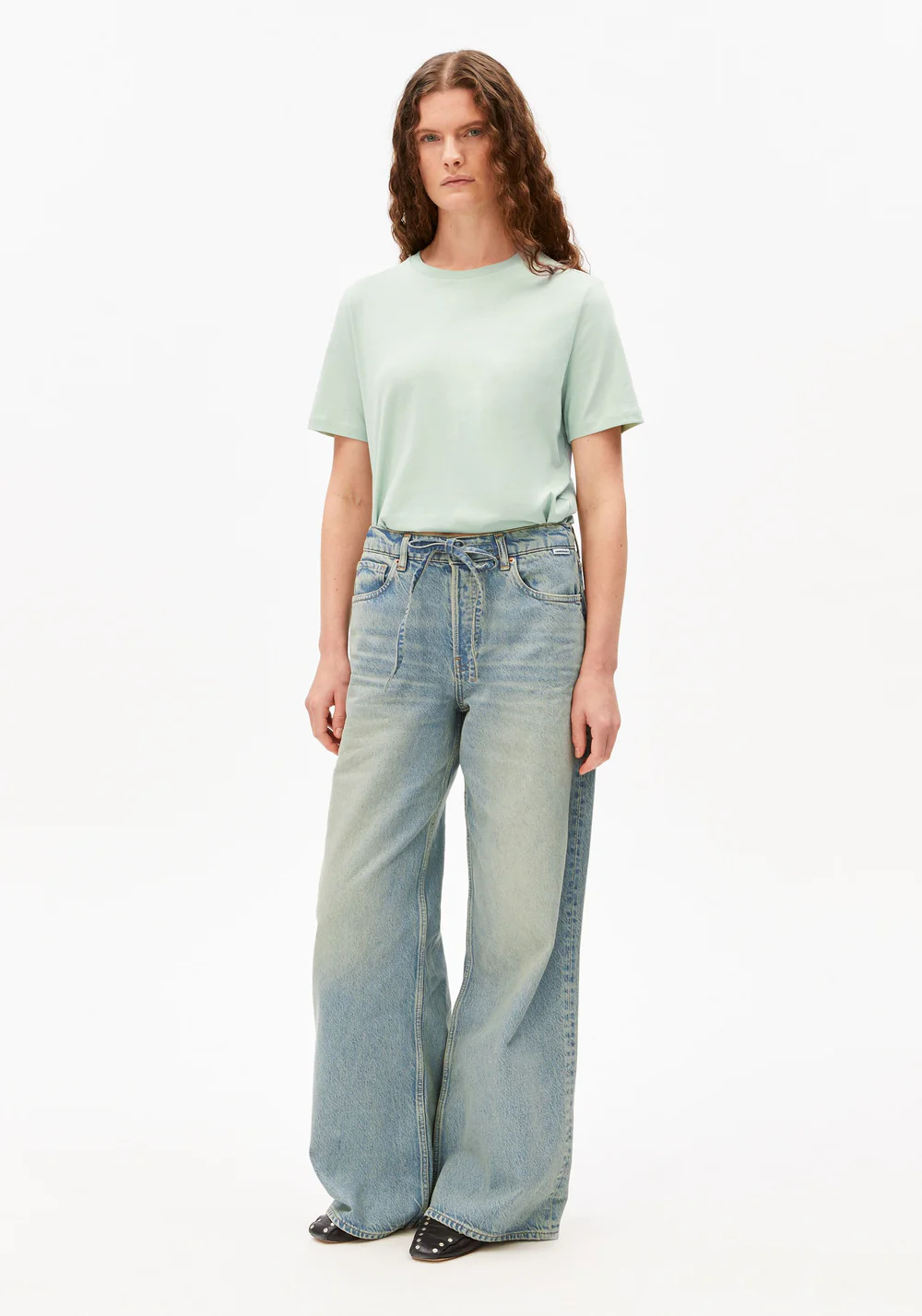 armedangels femme tee shirt lualaa coton bio vert clair l armoire poethique  5 