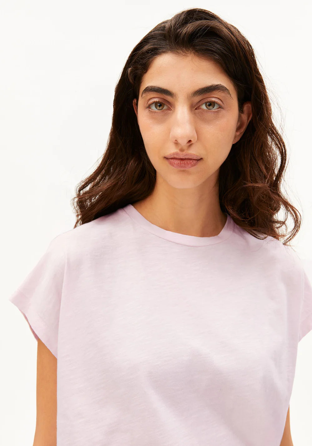 armedangels femme tee shirt slub jersey coton bio rose l armoire poethique  5 