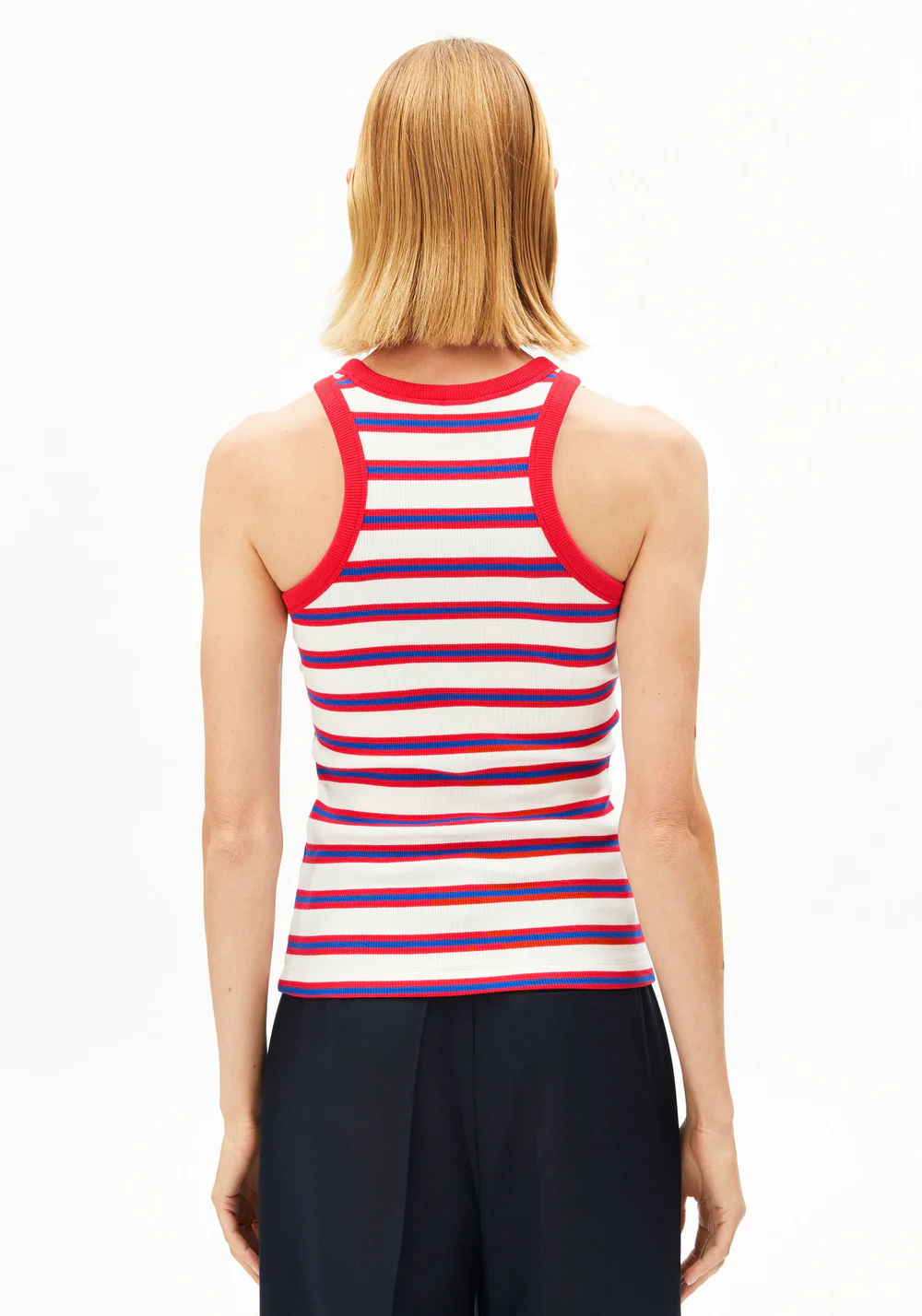 armedangels femme top debardeur kanitaa stripes coton bio blanc rouge bleu l armoire poethique  2 