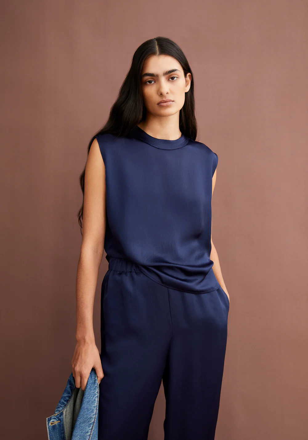 armedangels femme top neraali nialaa acetate renew bleu marine l armoire poethique  3 