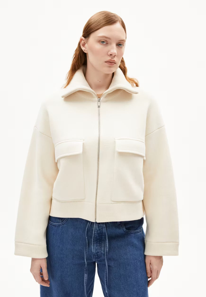 armedangels femme veste joaniaas coton bio laine bio creme l armoire poethique  1 