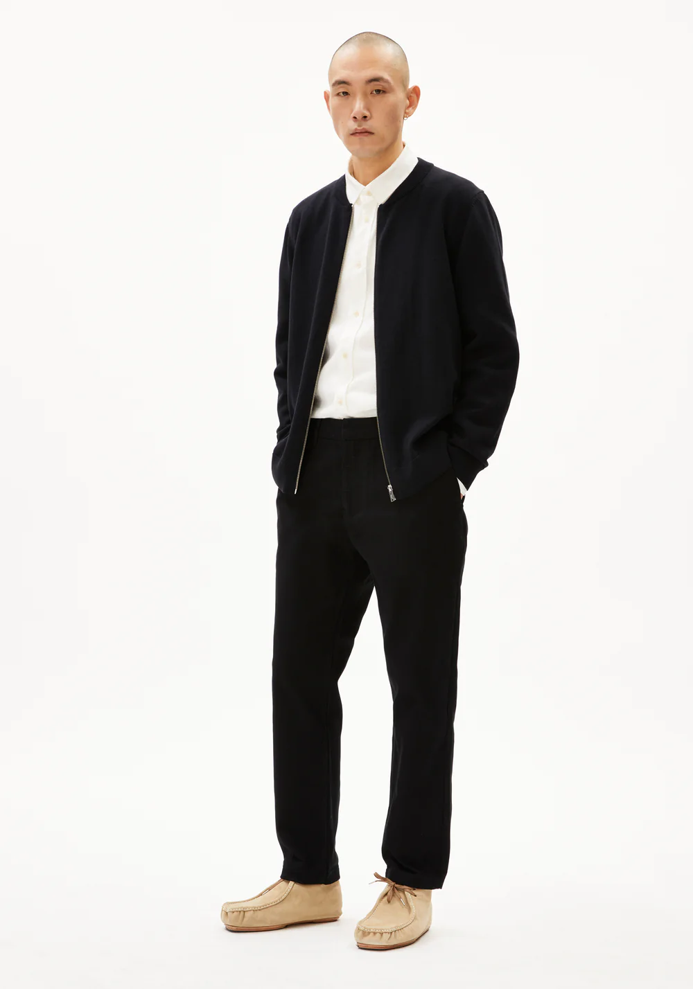 armedangels homme cardigan zippe agaamon coton bio noir l armoire poethique  5 
