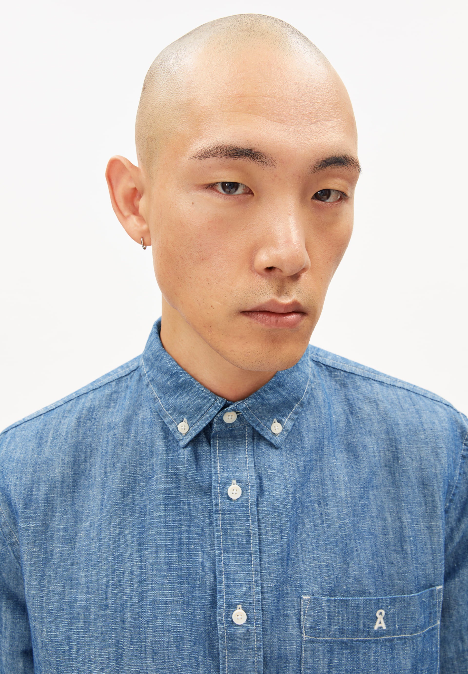 armedangels homme chemise chambre lino coton bio lin bleu denim l armoire poethique  3 