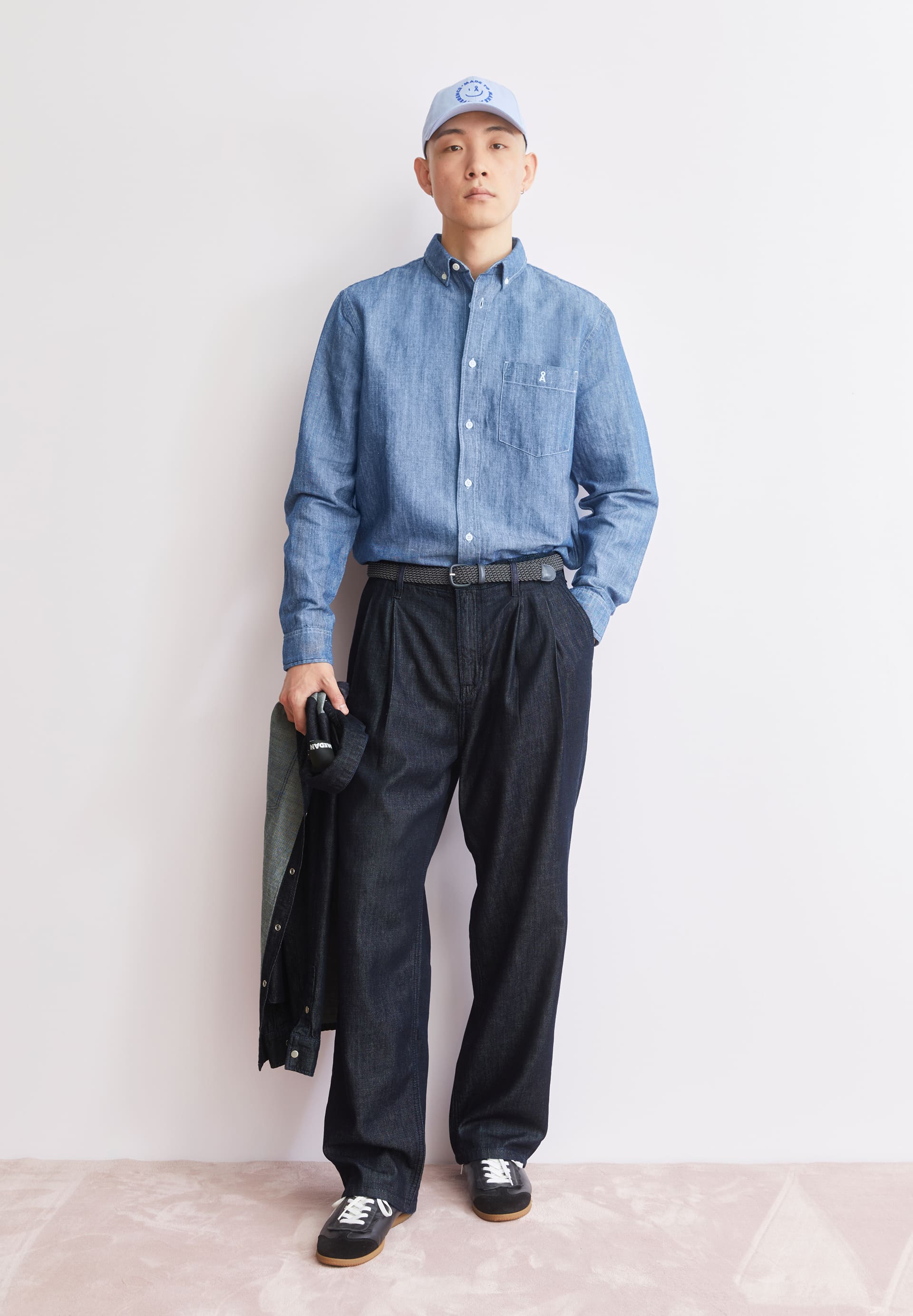 armedangels homme chemise chambre lino coton bio lin bleu denim l armoire poethique  4 