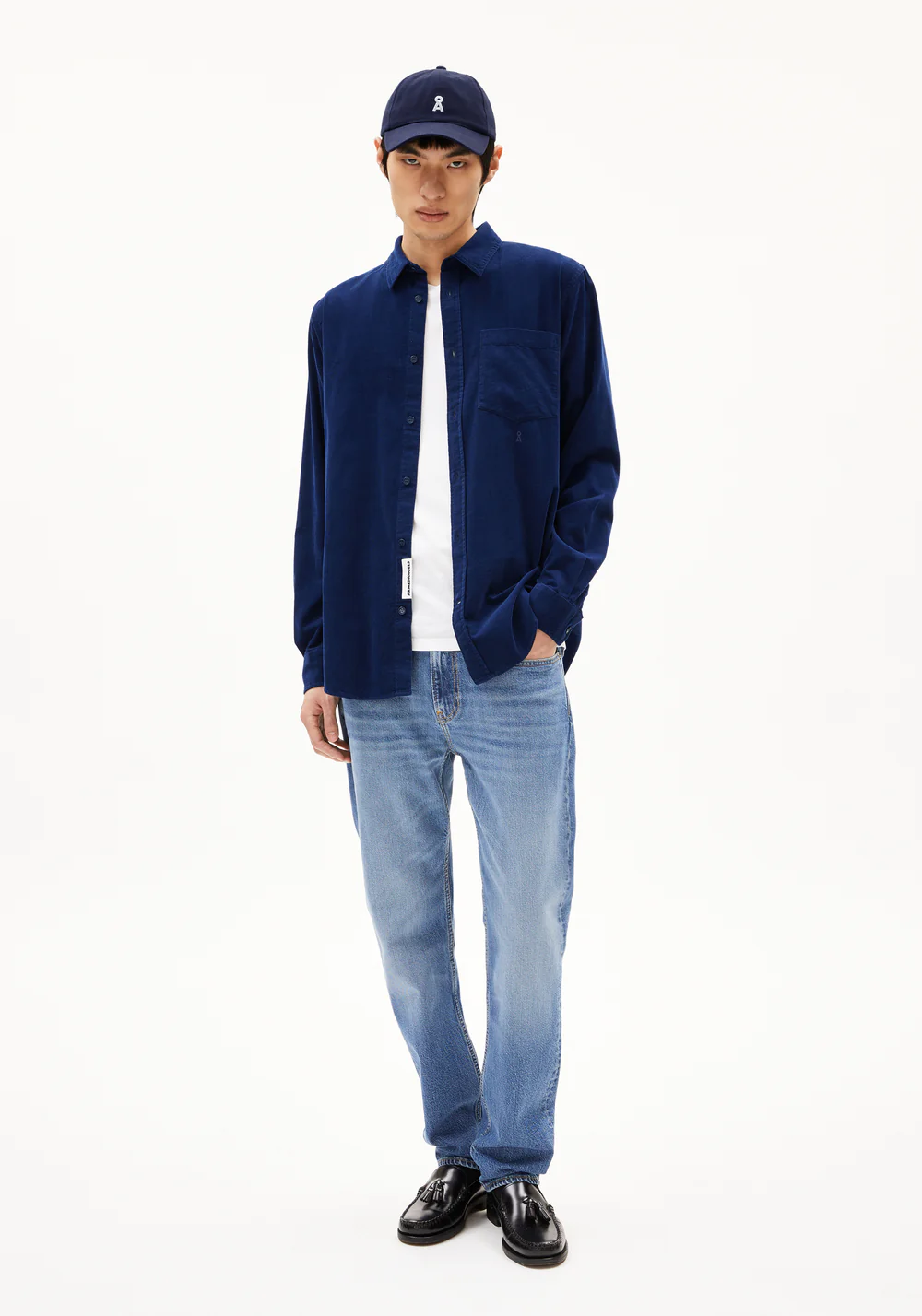 armedangels homme chemise saamy denim coton bio bleu jean l armoire poethique  5 