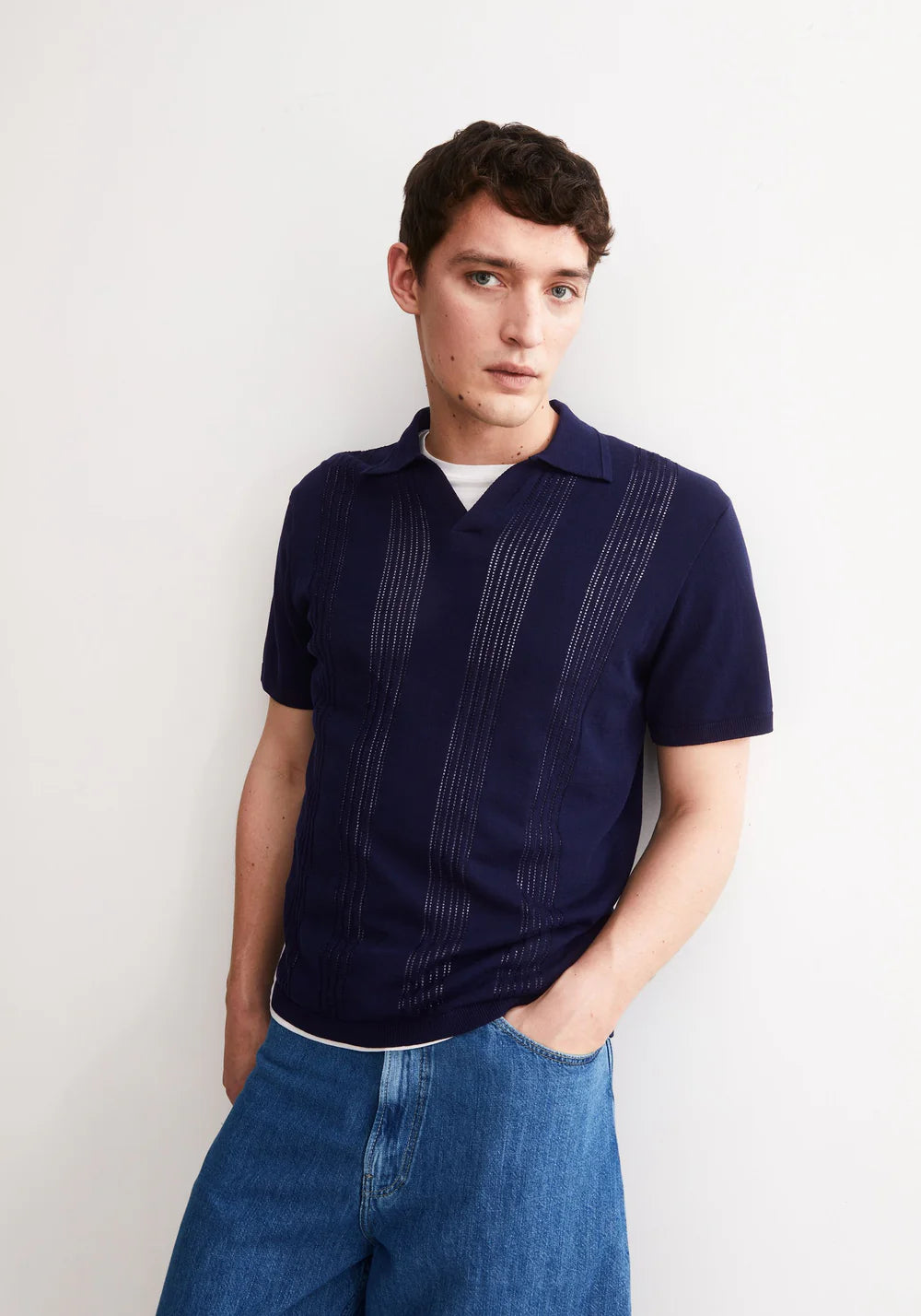 armedangels homme polo maille coton bio bleu l armoire poethique  4 