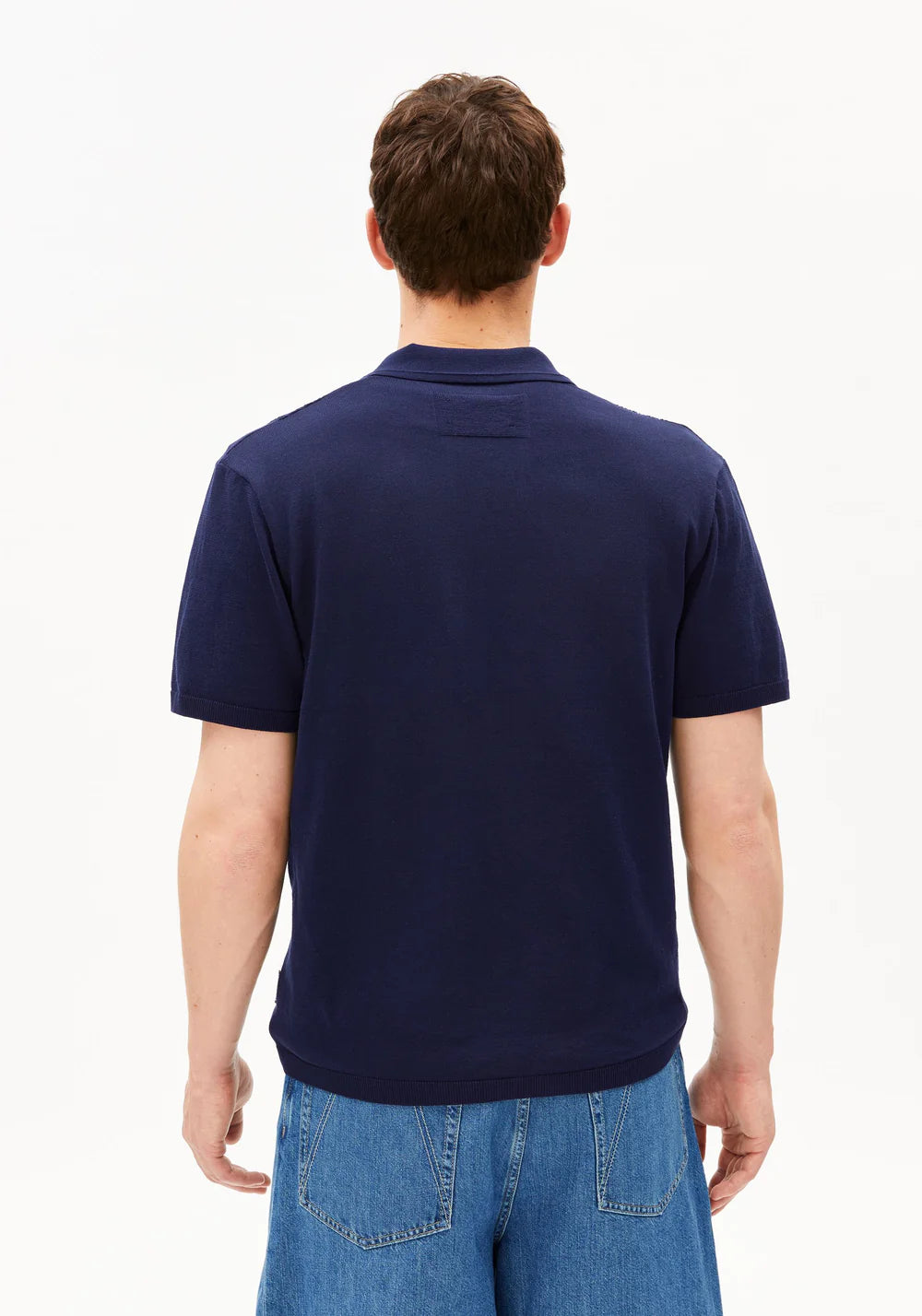 armedangels homme polo maille coton bio bleu l armoire poethique  7 