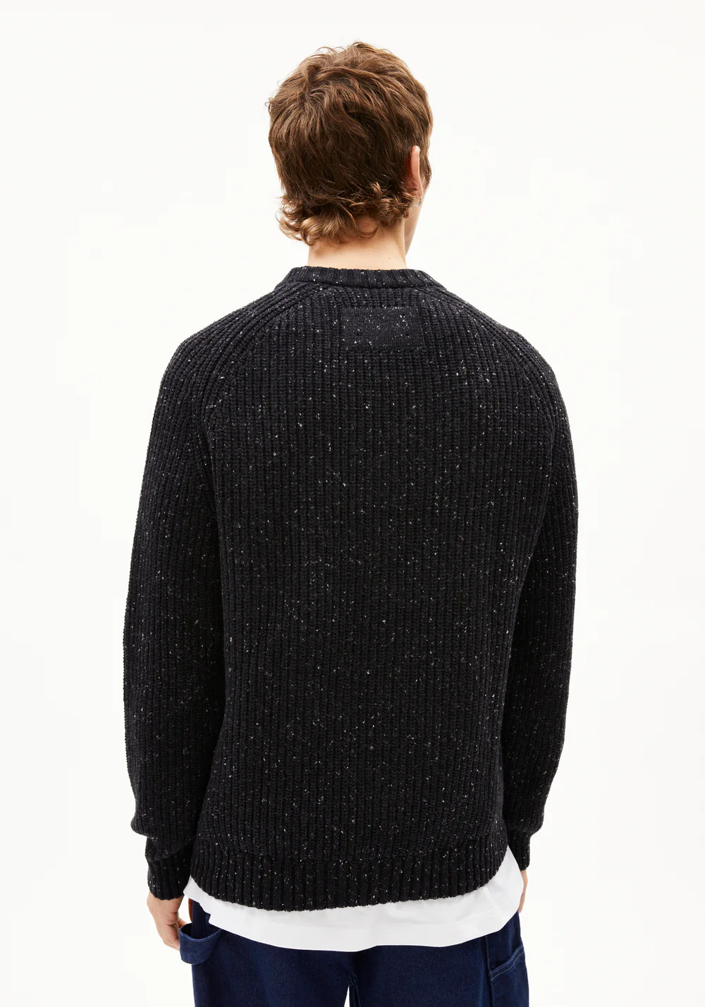 armedangels homme pull kiaano tweed coton bio laine recyclee noir chine l armoire poethique  2 