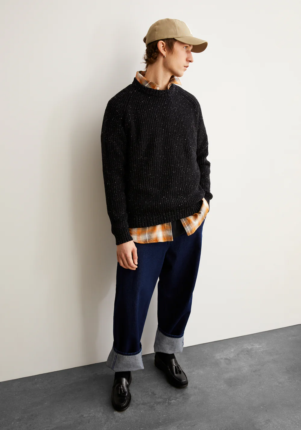 armedangels homme pull kiaano tweed coton bio laine recyclee noir chine l armoire poethique  3 