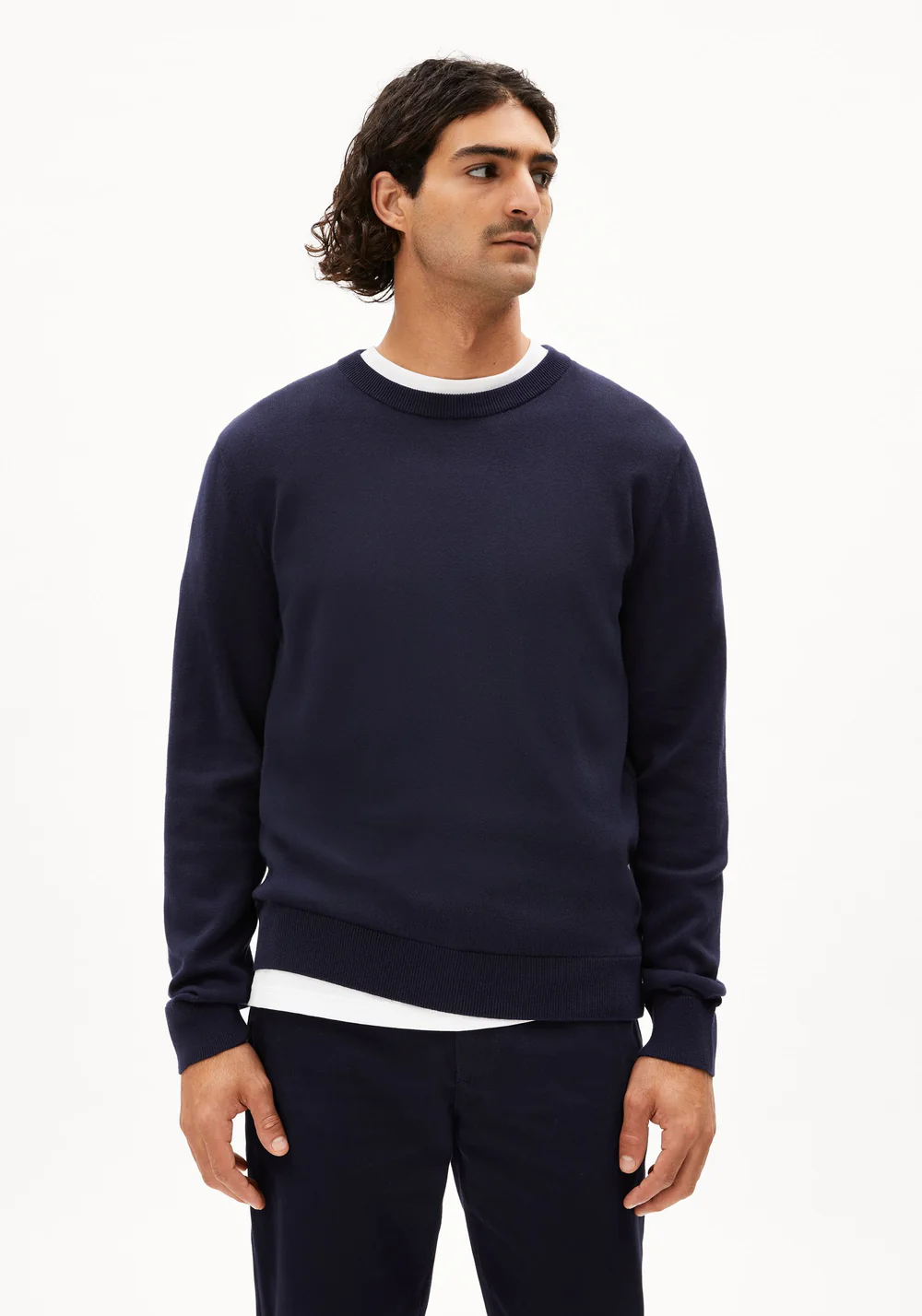 armedangels homme pull loukaa knit bleu marine l armoire poethique  1 