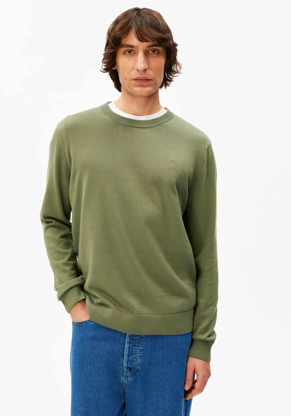 armedangels homme pull loukaa knit coton bio vert l armoire poethique  2 