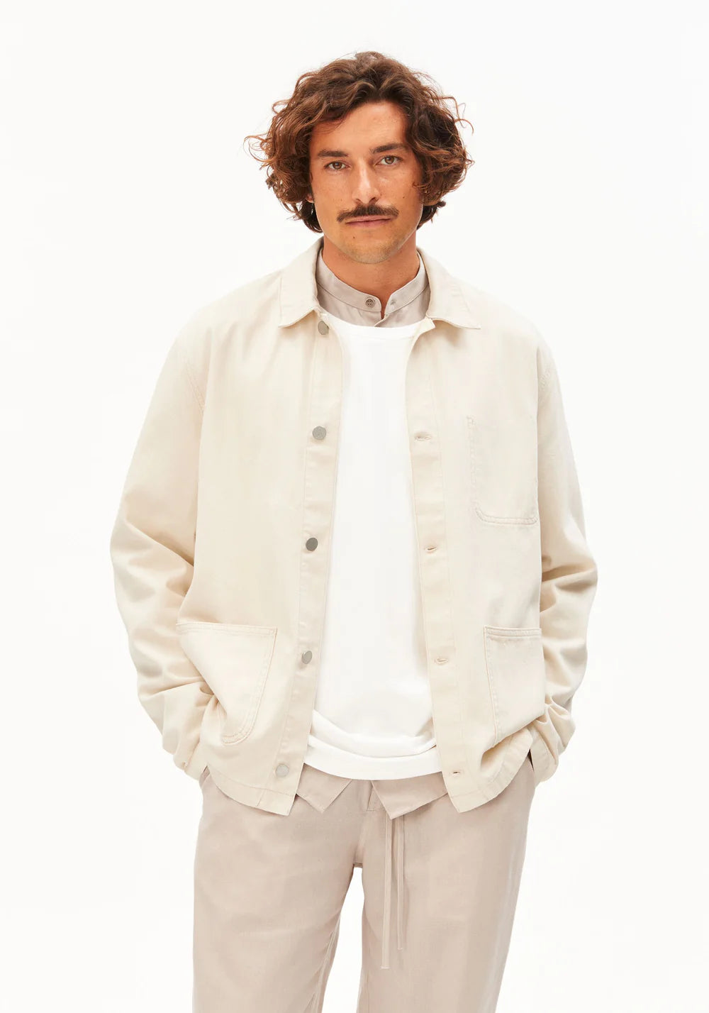 armedangels homme surchemise coton bio blanc l armoire poethique  2 