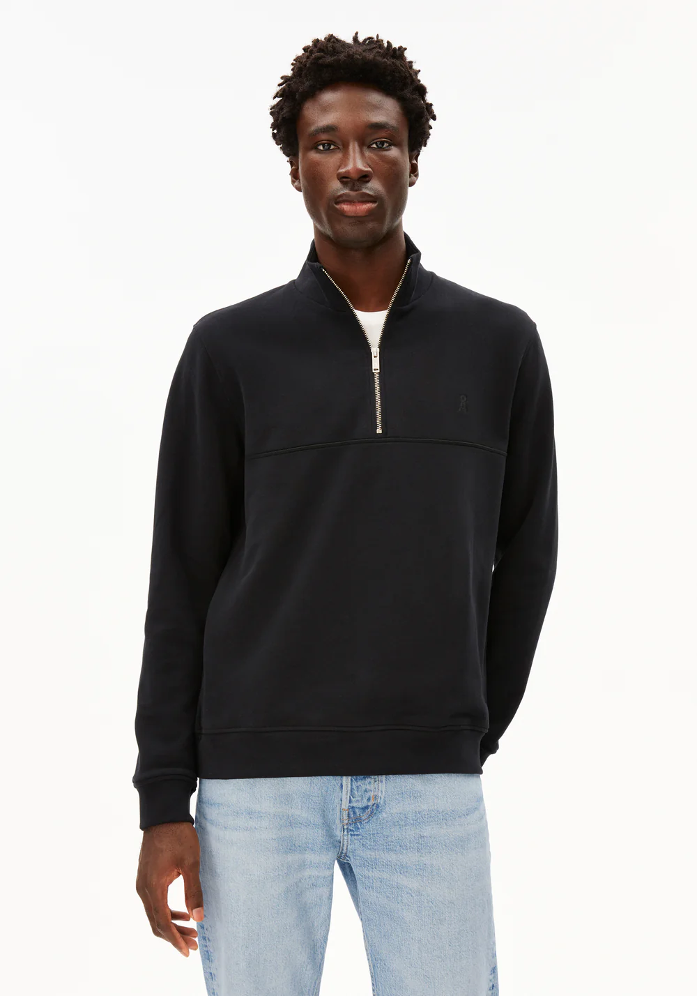 armedangels homme sweat camioneur waarlo fleece coton bio noir l armoire poethique  1 