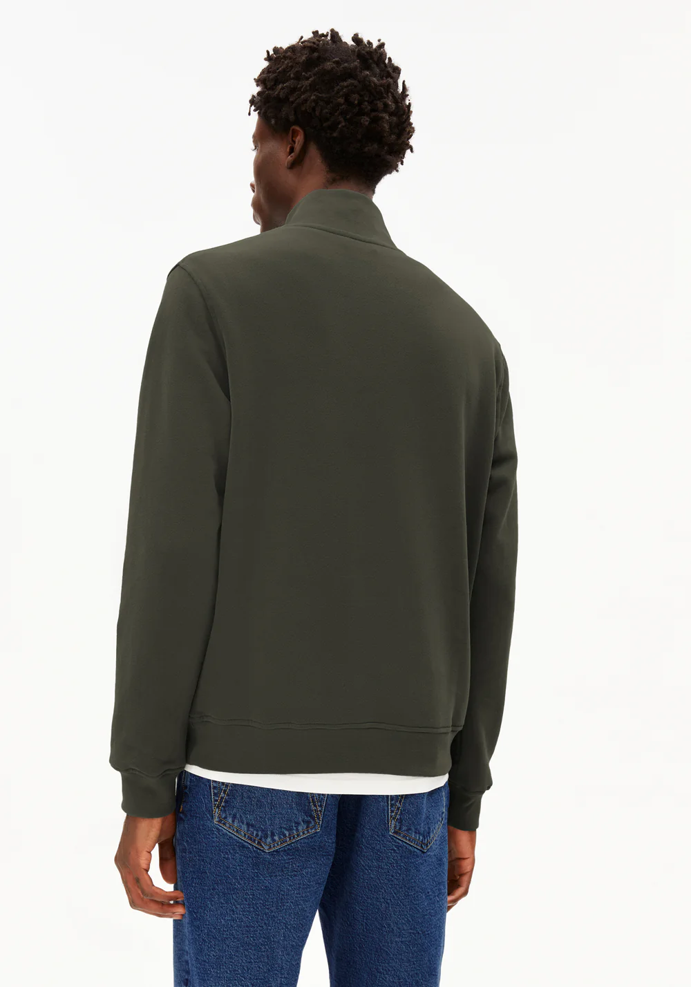 armedangels homme sweat camioneur waarlo fleece coton bio vert sapin l armoire poethique  2 