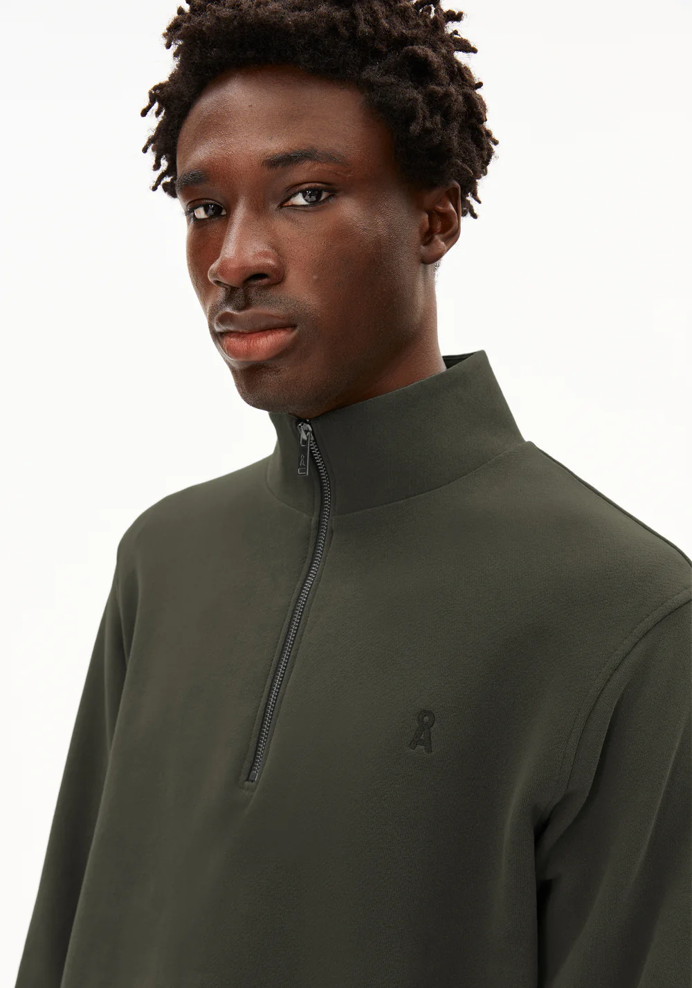 armedangels homme sweat camioneur waarlo fleece coton bio vert sapin l armoire poethique  4 