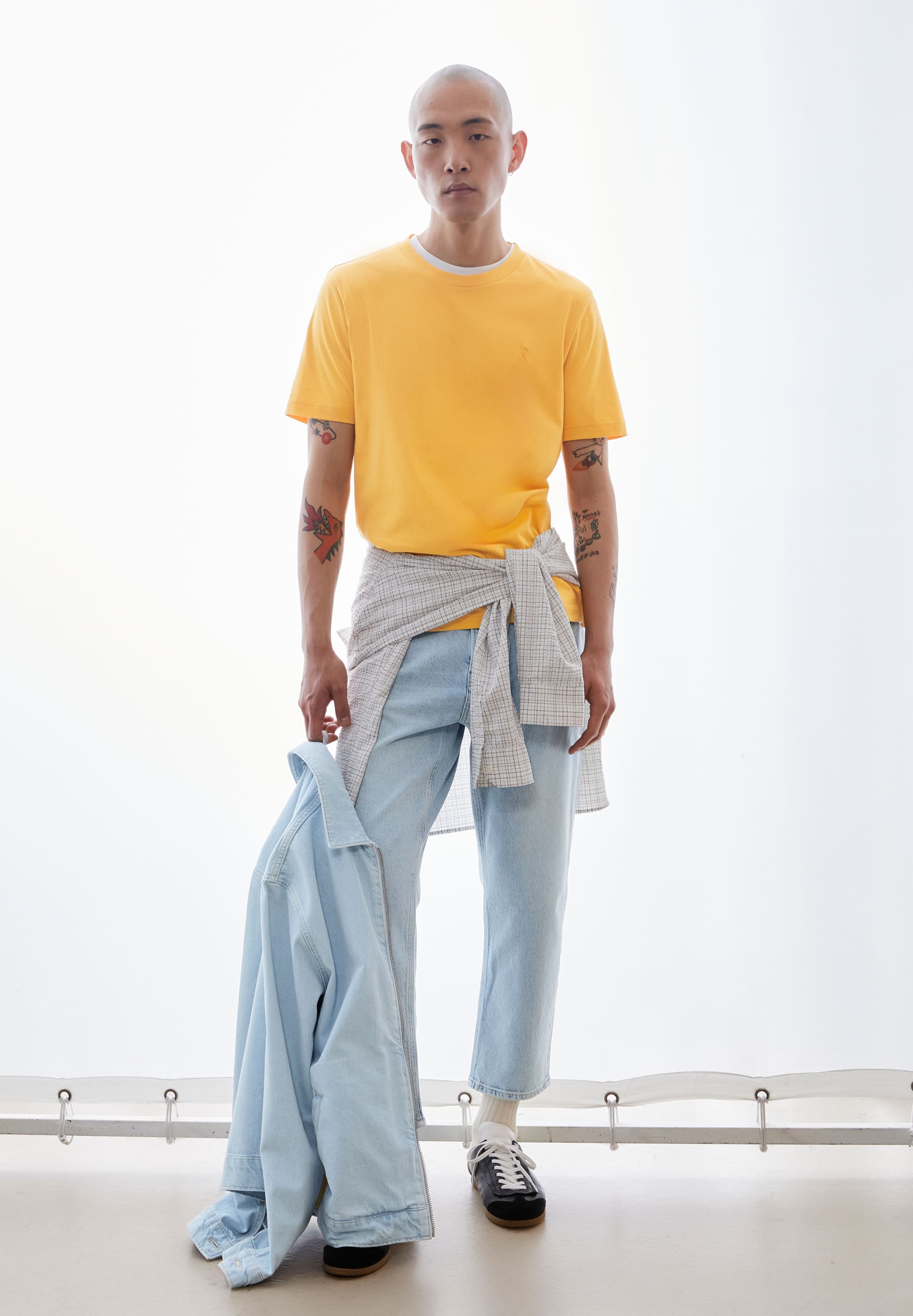 armedangels homme tee shirt jaames coton bio jaune l armoire poethique  3 