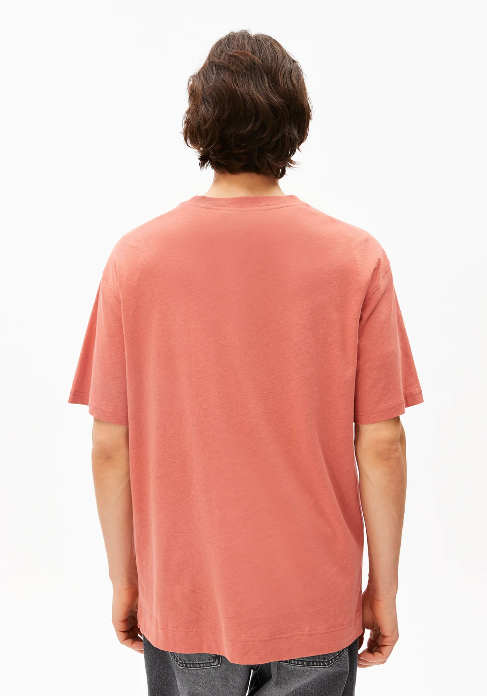 armedangels homme tee shirt maarkos coton bio lin rouge l armoire poethique  2 