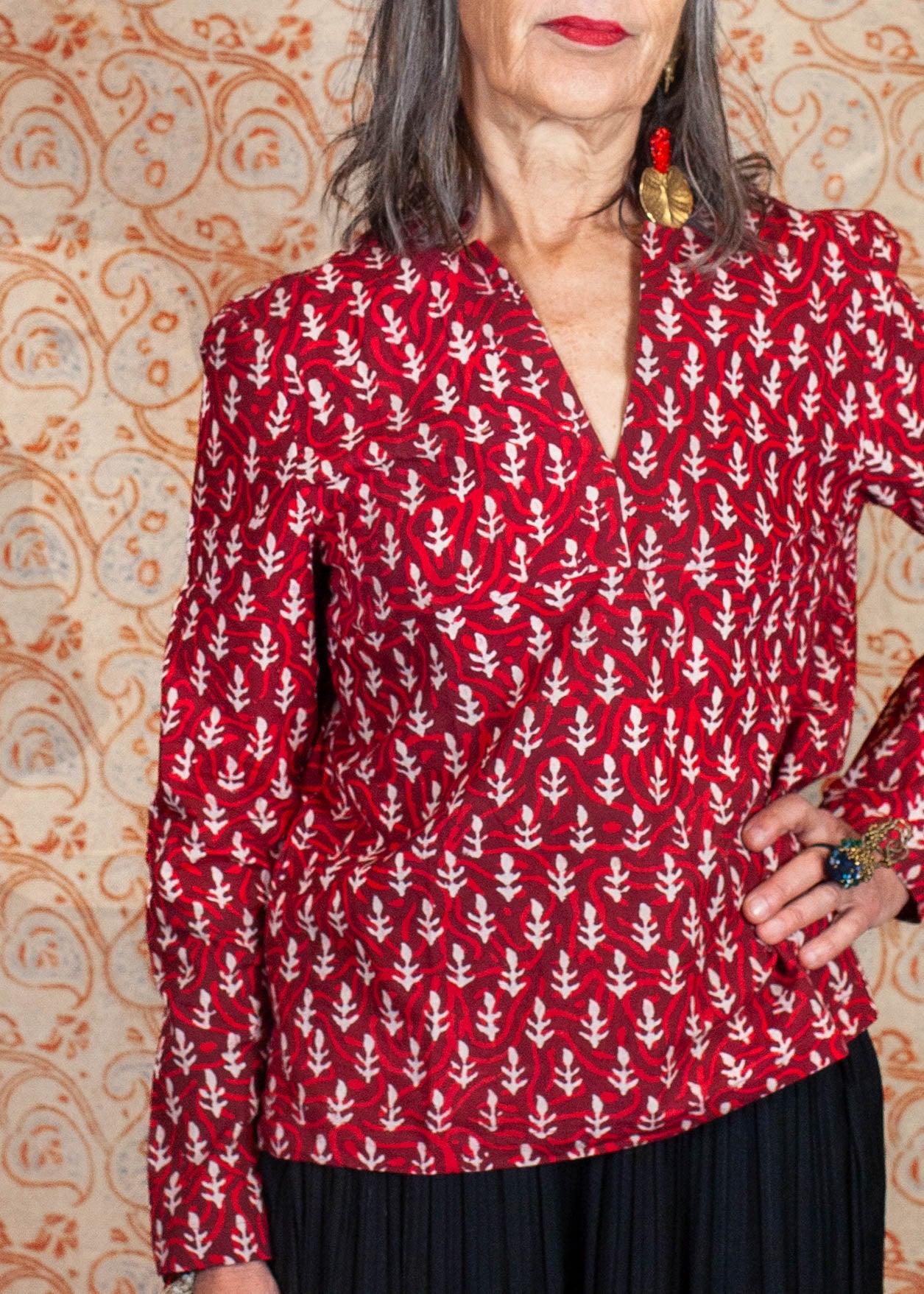 azaadi femme blouse jaisalmer jyoti flamme rose blanc coton bio l armoire poethique  3 