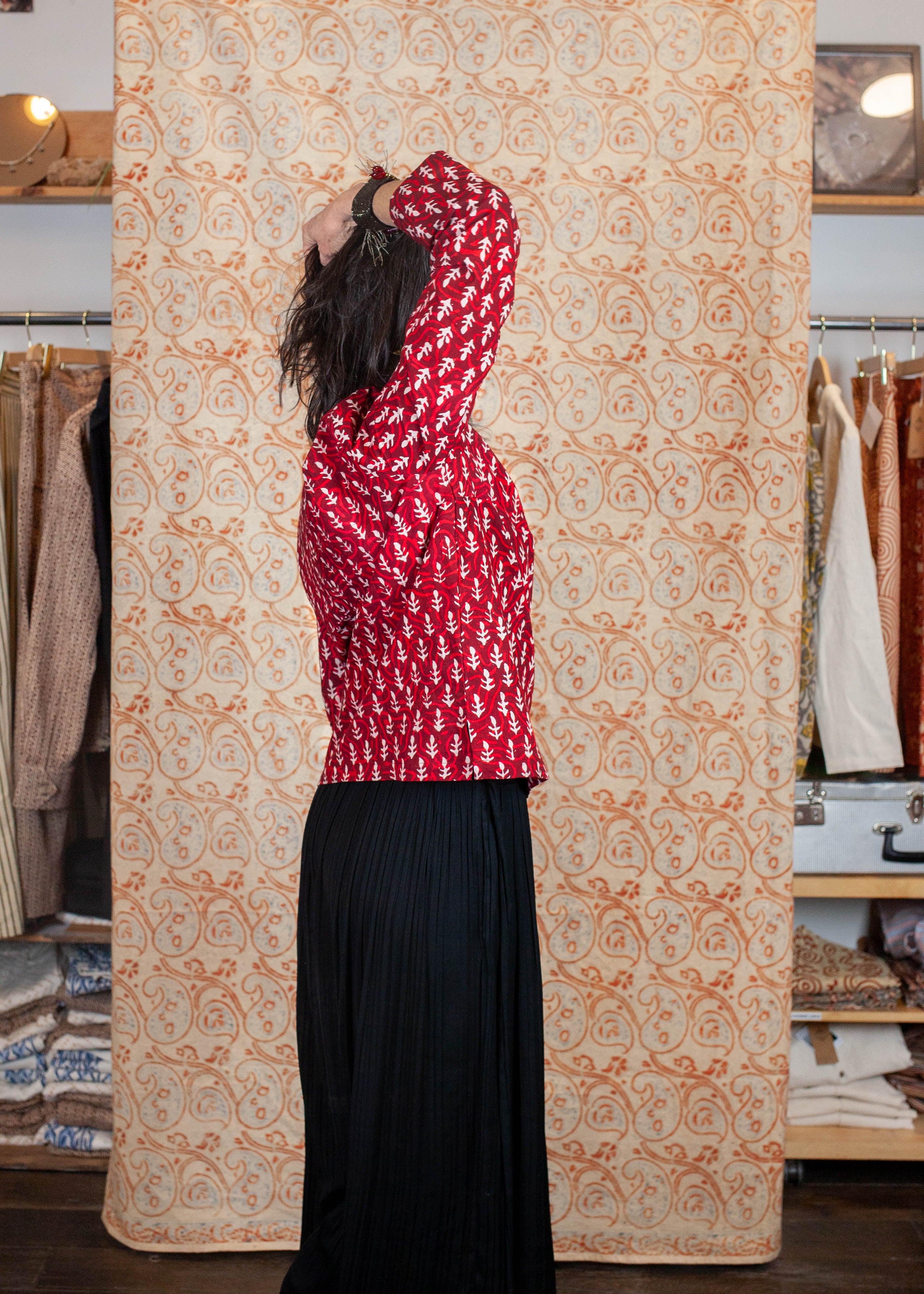 azaadi femme blouse jaisalmer jyoti flamme rose blanc coton bio l armoire poethique  4 