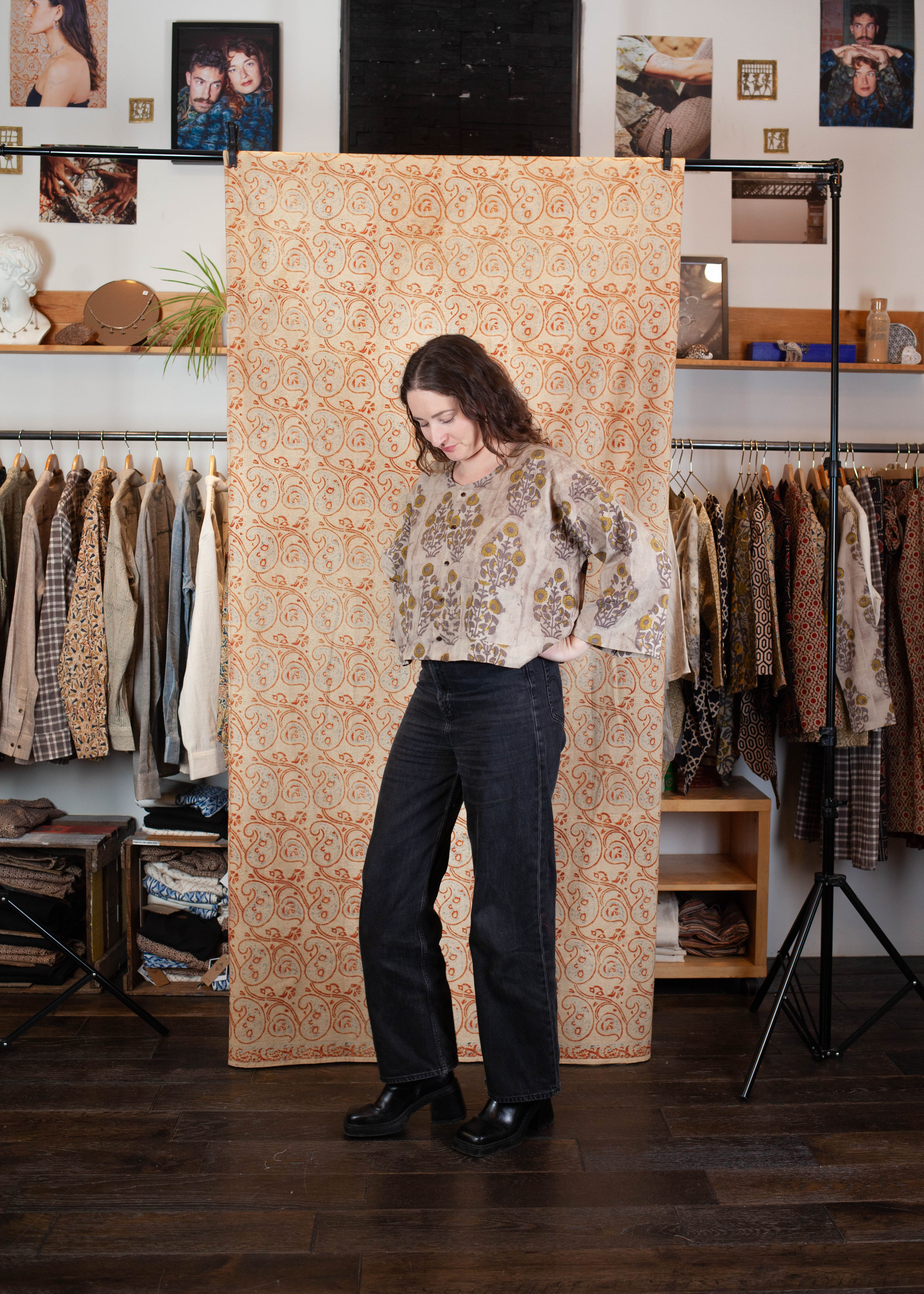 azaadi femme bolero cochin suryamukhi tournesol gris jaune coton bio l armoire poethique  4 