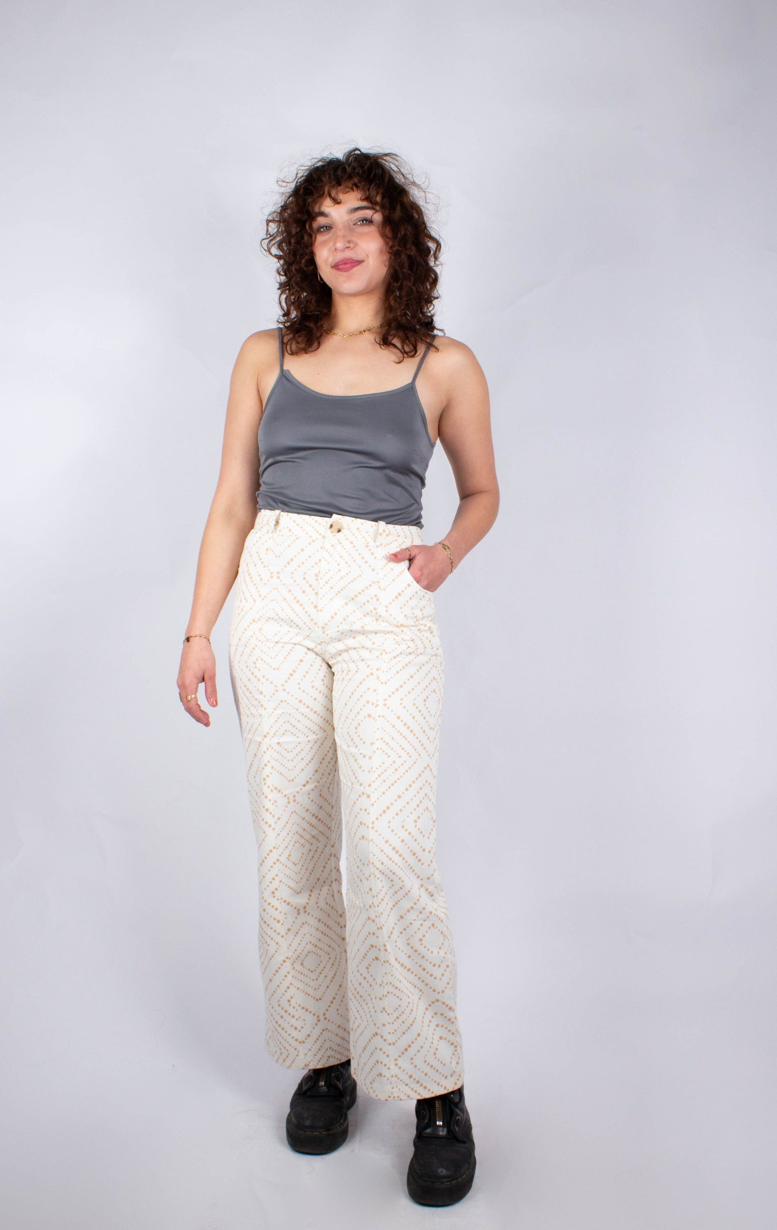 Pantalon Gwalior en coton bio Chamak - écru et terracotta