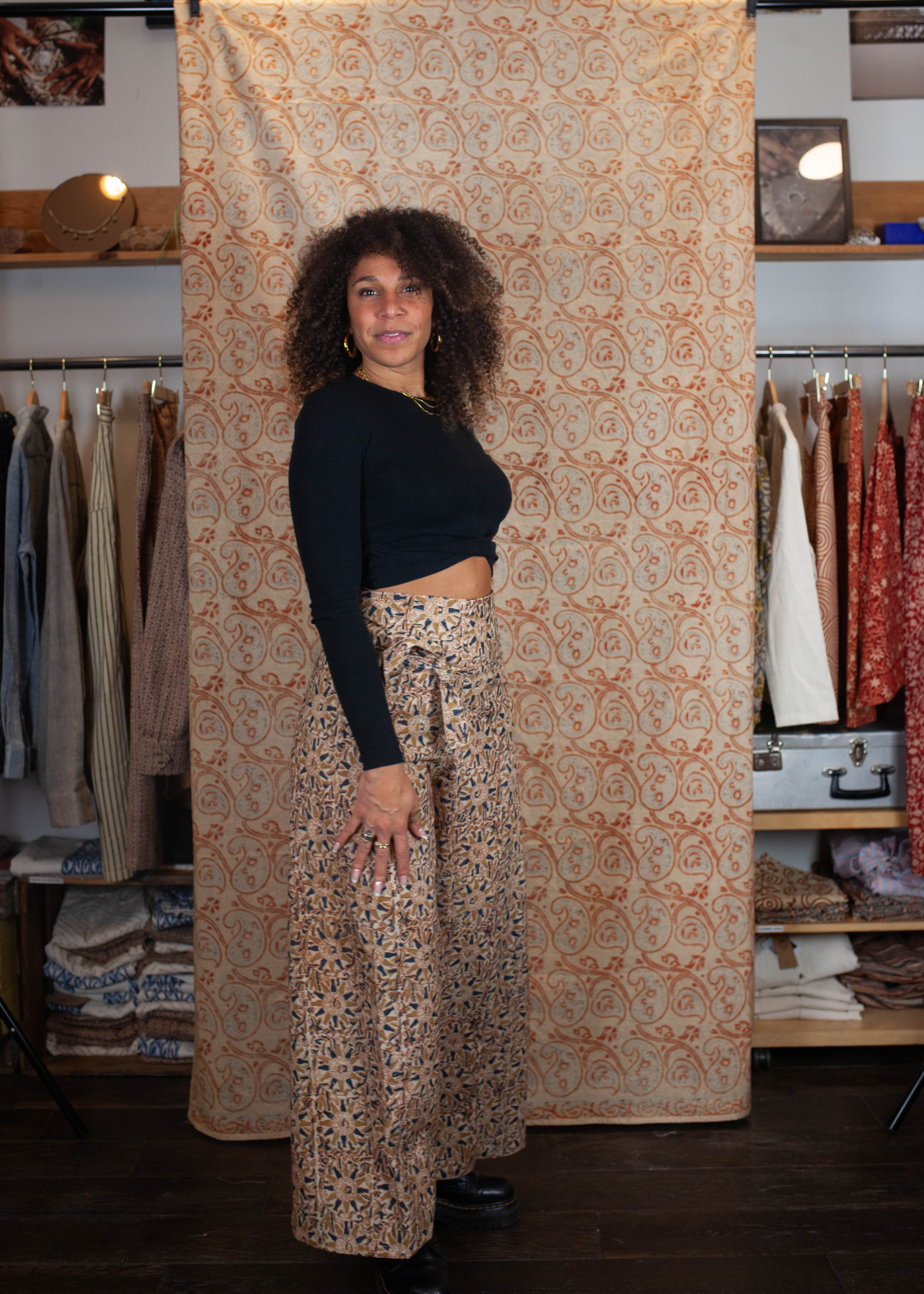 azaadi femme pantalon saraswati machalee poisson bleu vert ecru coton bio l armoire poethique  2 