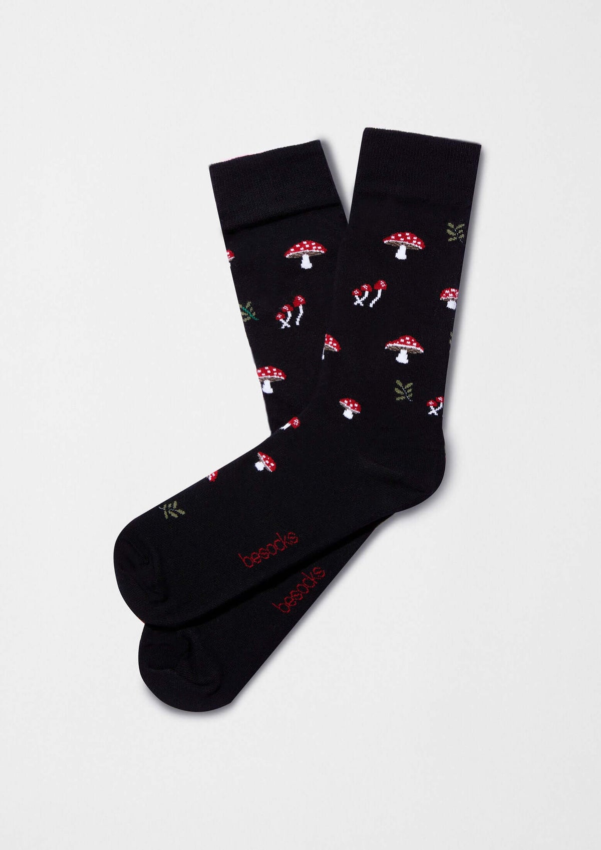 be socks unisexe chaussettes en coton bio champignon noir et rouge l armoire poe