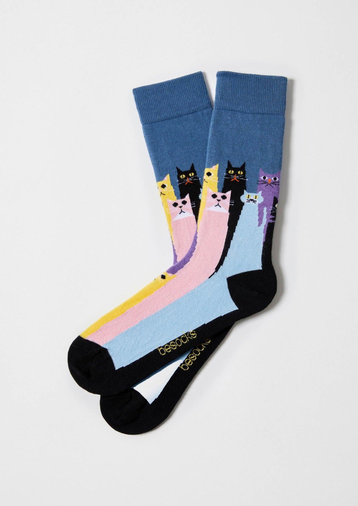 be socks unisexe chaussettes en coton bio chats bleu et multicolore l armoire po
