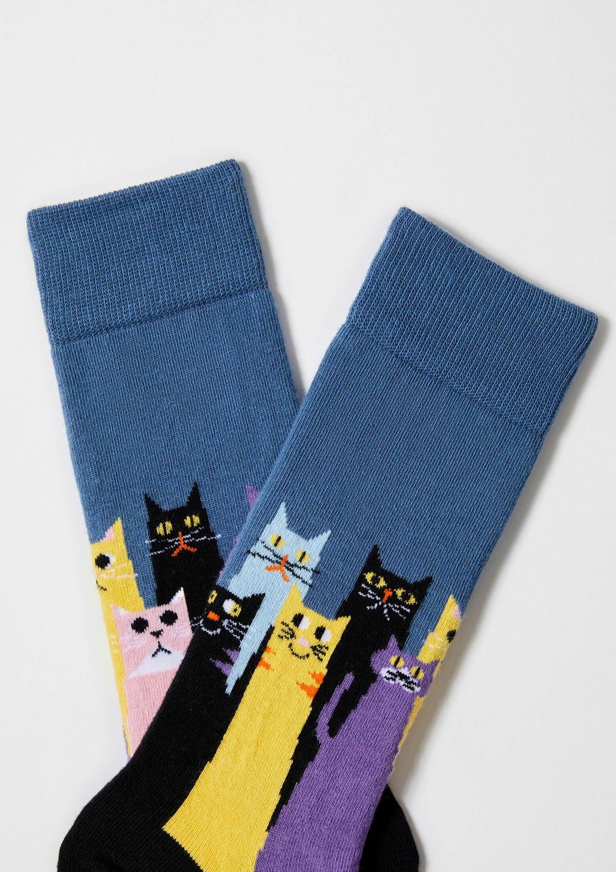 be socks unisexe chaussettes en coton bio chats bleu et multicolore l armoire po