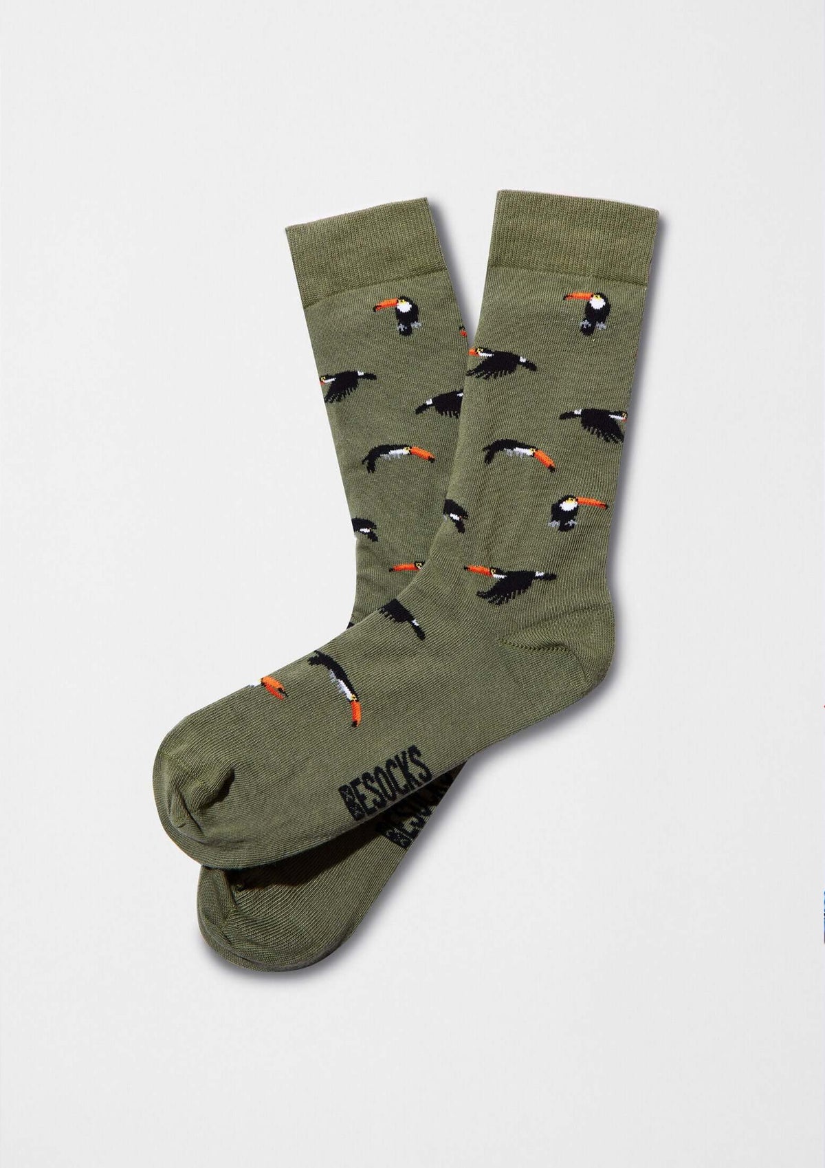 be socks unisexe chaussettes en coton bio toucan kaki l armoire poethique