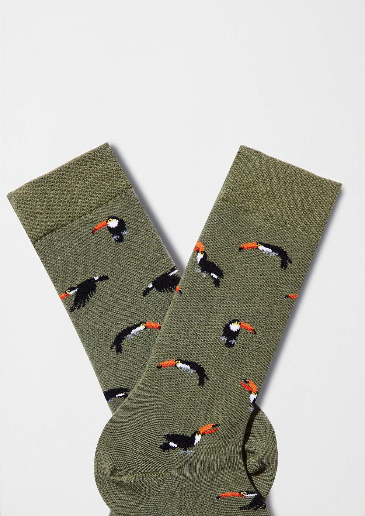 be socks unisexe chaussettes en coton bio toucan kaki l armoire poethique