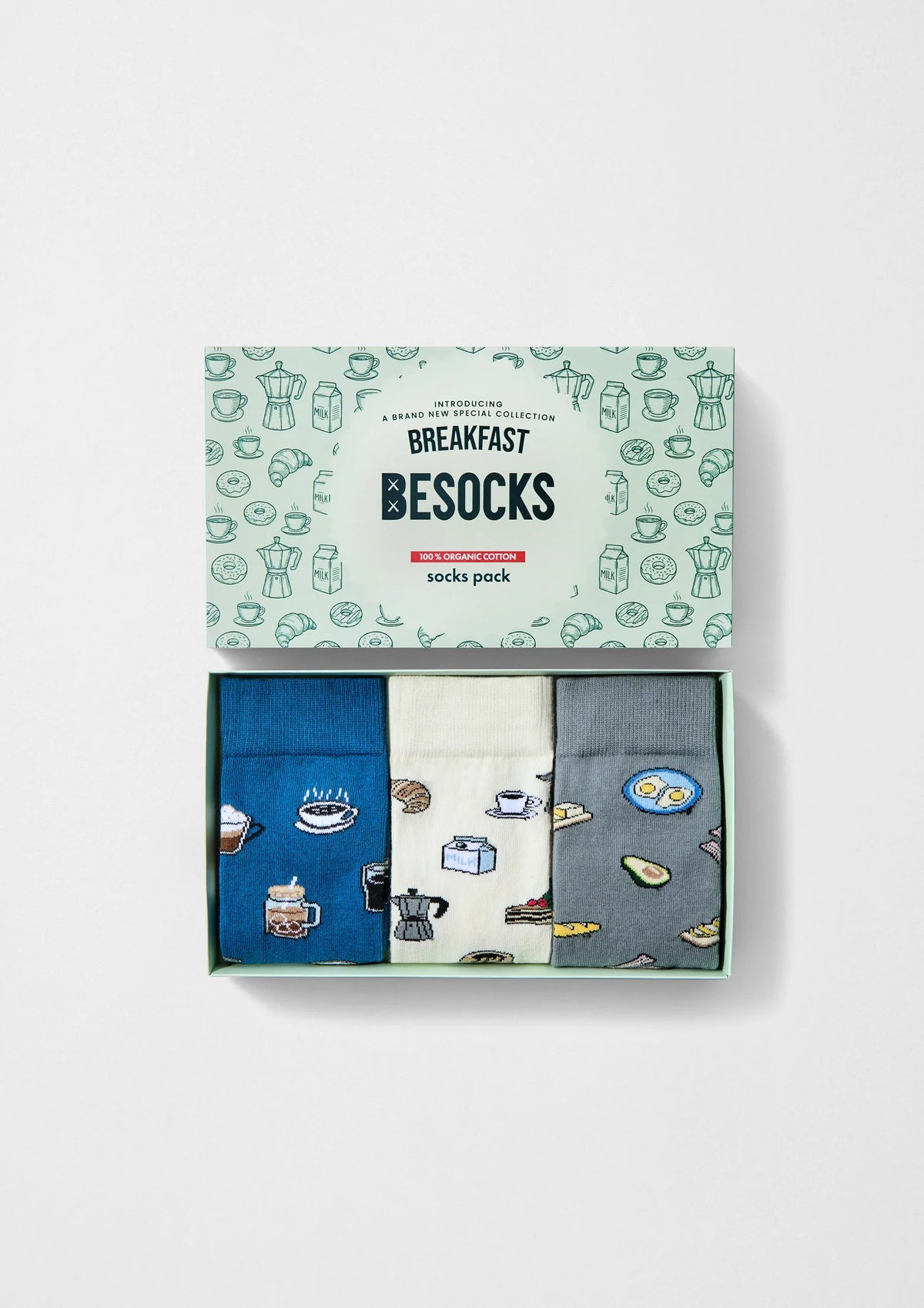 be socks unisexe coffret de 3 paires de chaussettes en coton bio petit dejeuner 