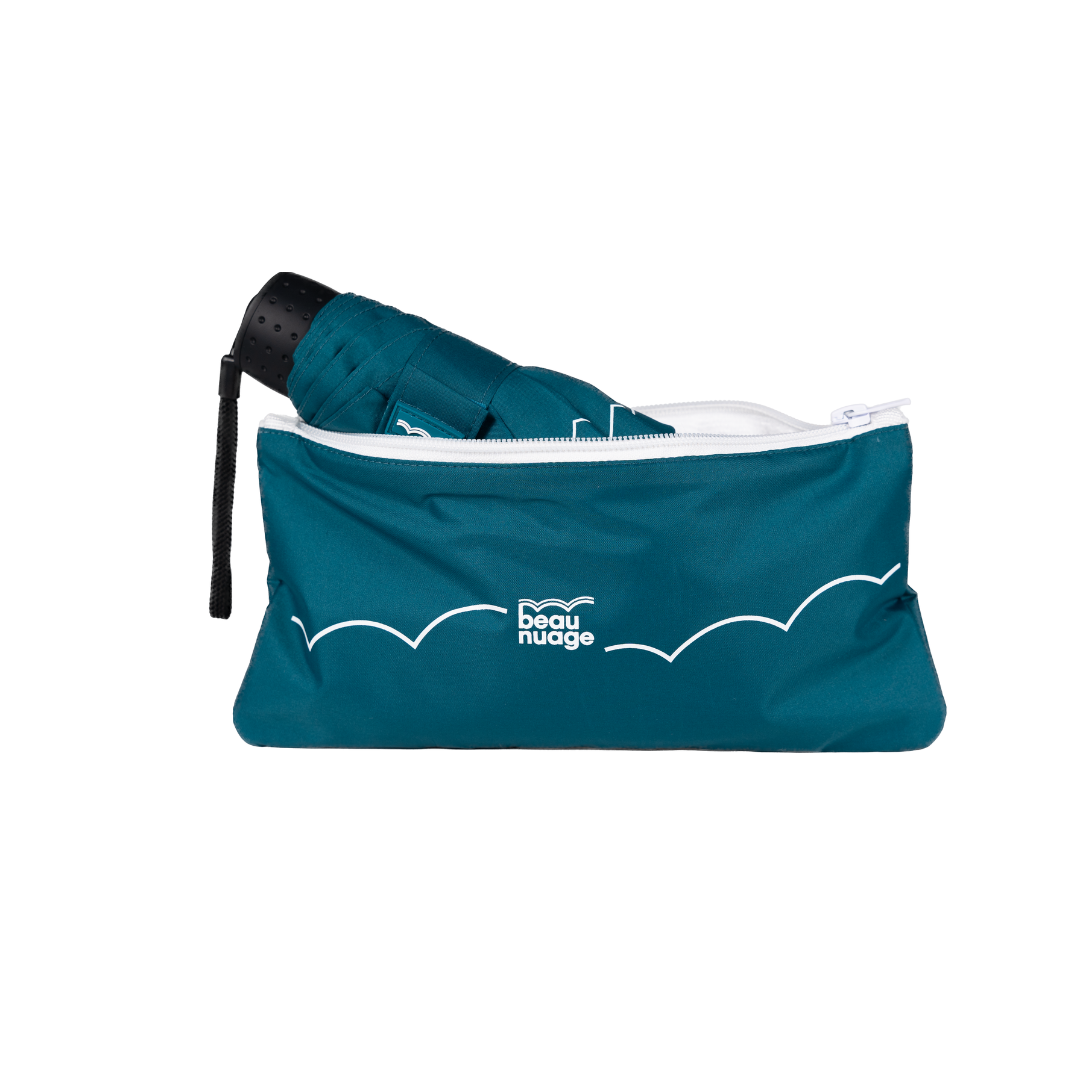 beau nuage unisexe parapluie mini polyester recycl   bleu lagon l armoire poethique  1 