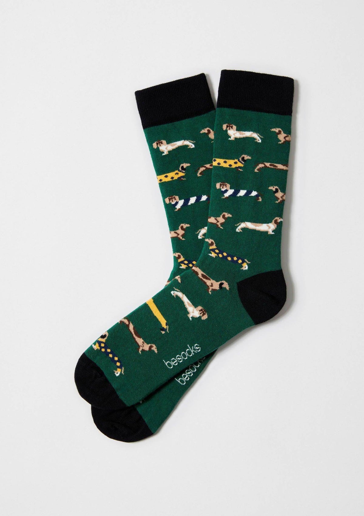 chaussettes en coton bio basset  vert be socks unisexe chaussettes basset coton bio vert l armoire poethique 1