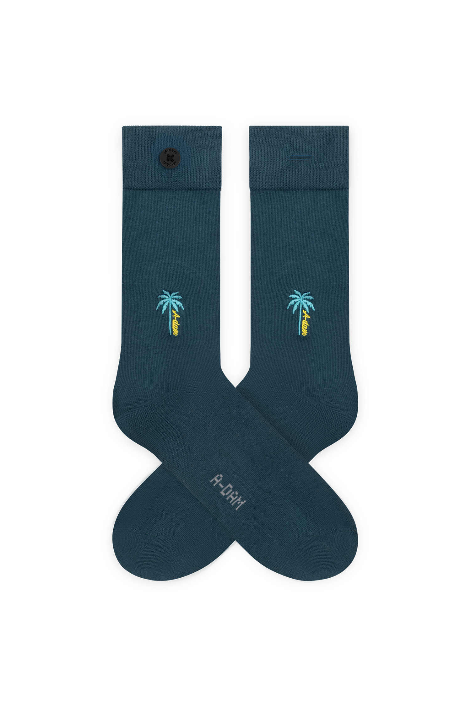 chaussettes en coton bio broderie palmier  vert fonc a dam homme chaussettes palmier coton bio vert fonc l armoire poethique 1