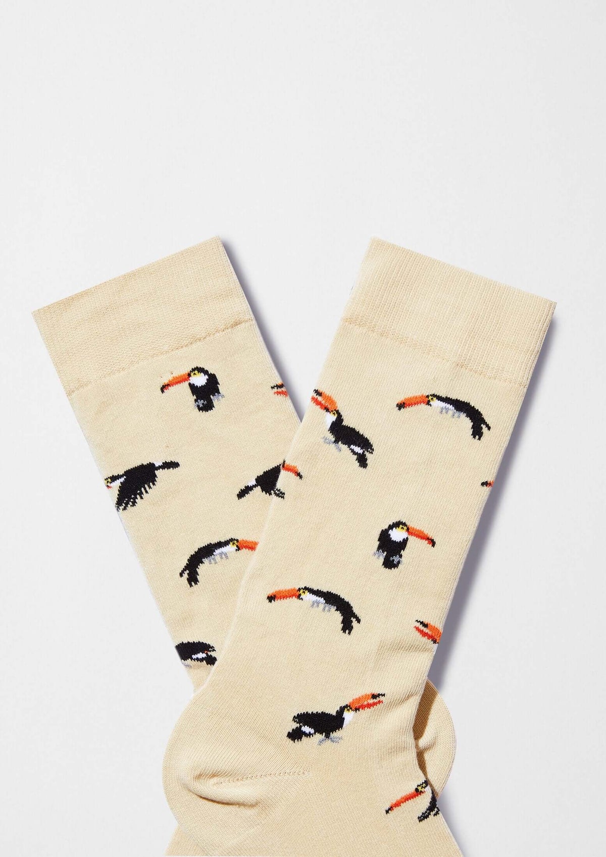 chaussettes en coton bio toucan  crme be socks unisexe chaussettes en coton bio toucan creme l armoire poethiquejpg 2