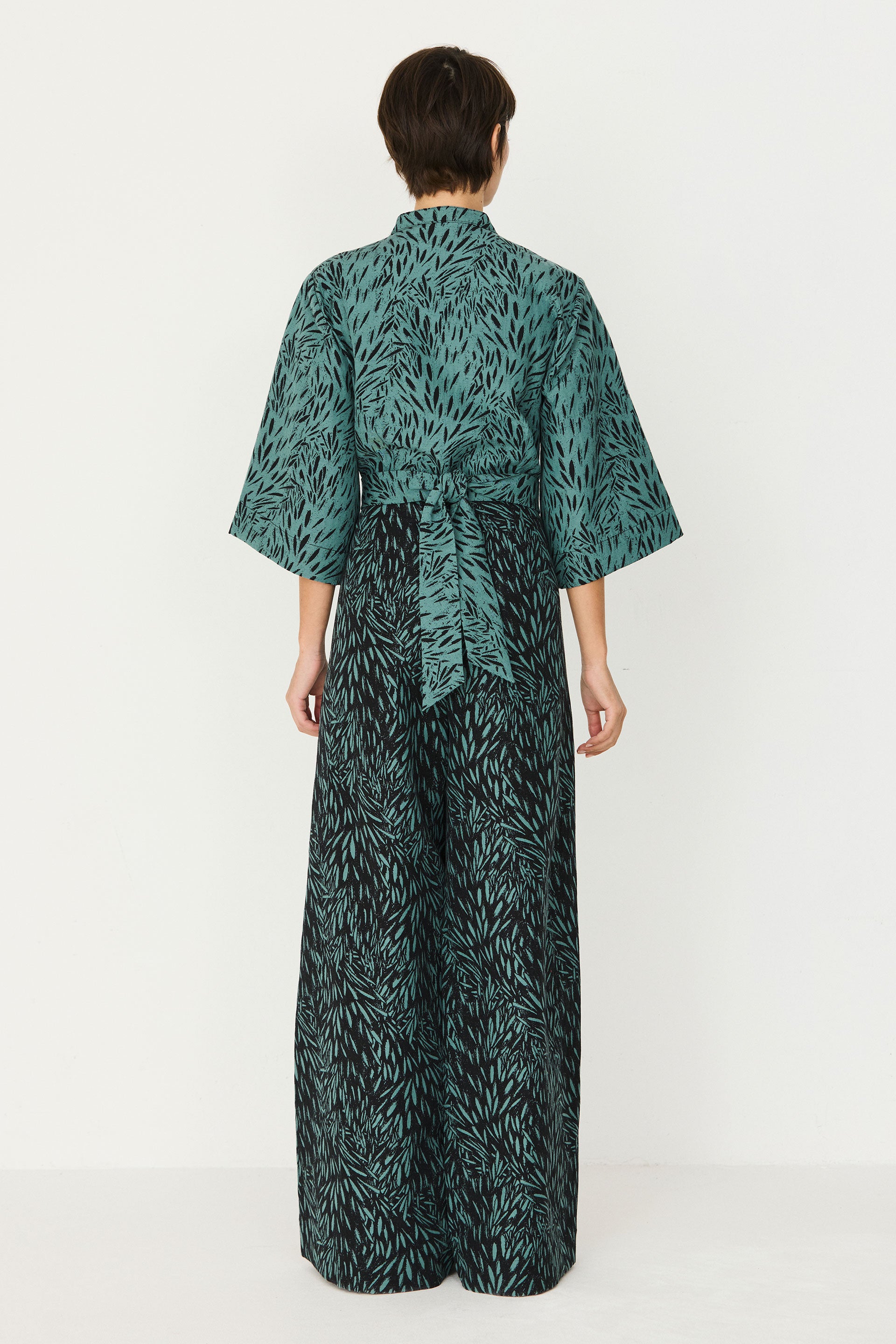 combinaison en coton bio kattalin leaves  vert et vert fonc skfk femme combinaison kattalin leaves coton bio vert vert fonc l armoire poethique 3
