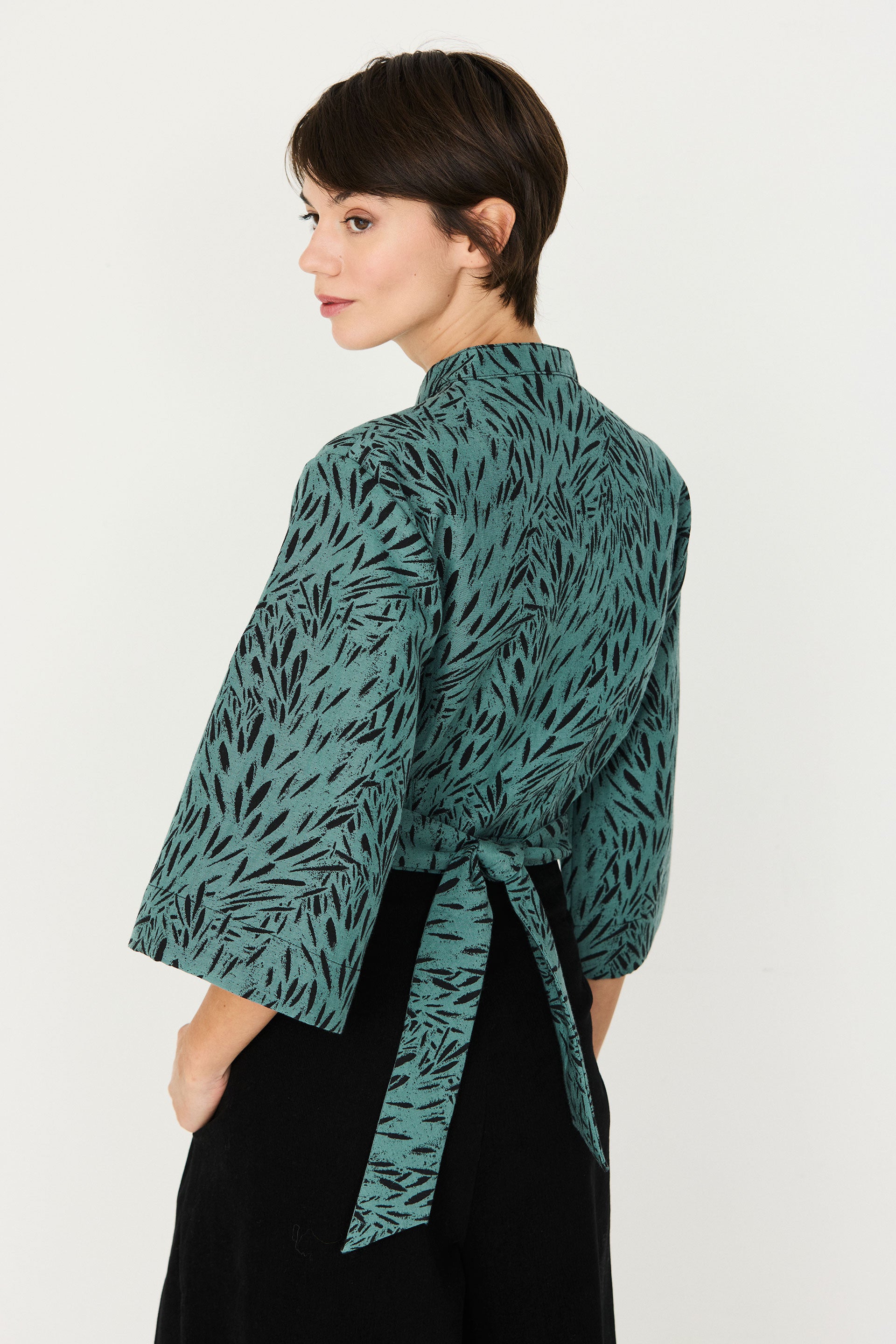 combinaison en coton bio kattalin leaves  vert et vert fonc skfk femme combinaison kattalin leaves coton bio vert vert fonc l armoire poethique 8