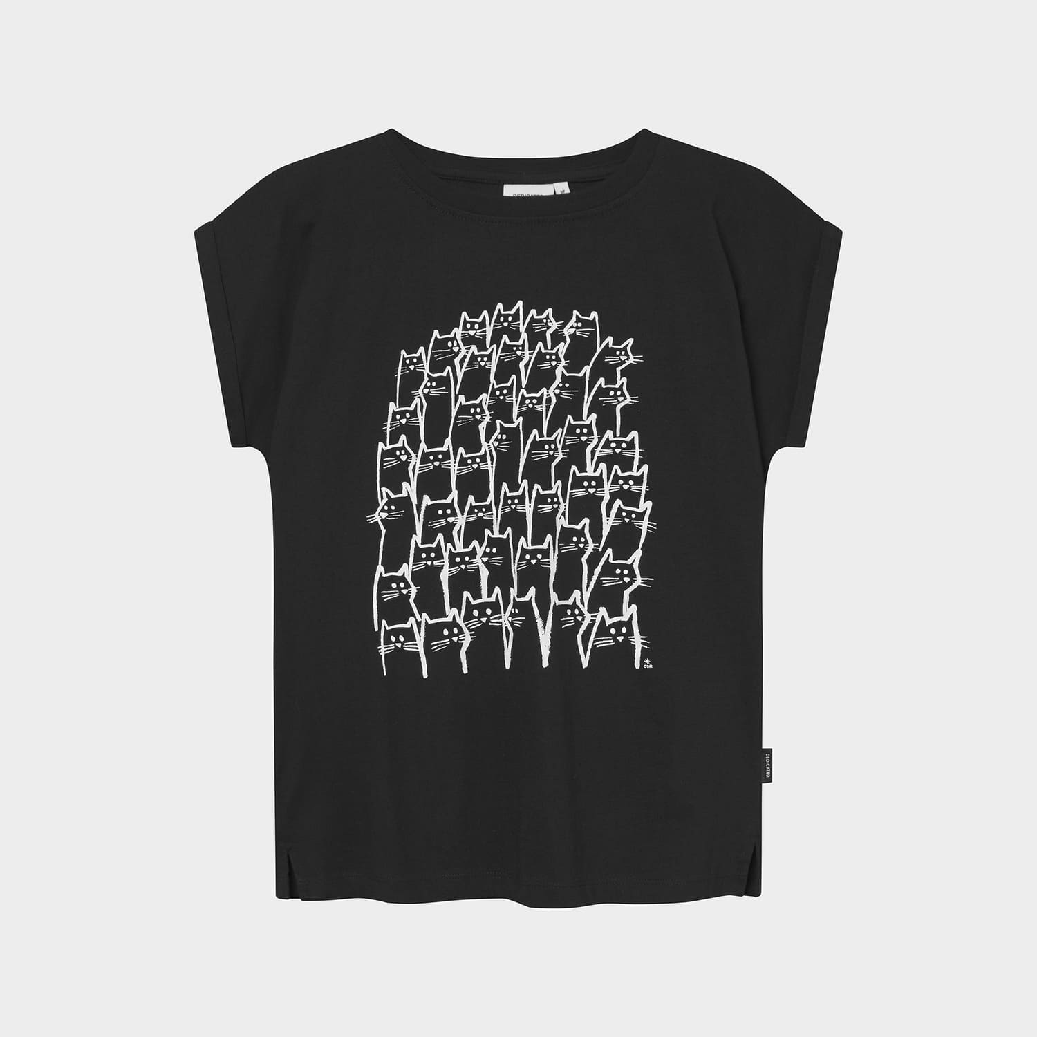 Tee-shirt chats en coton bio · noir - visby cat crowd black