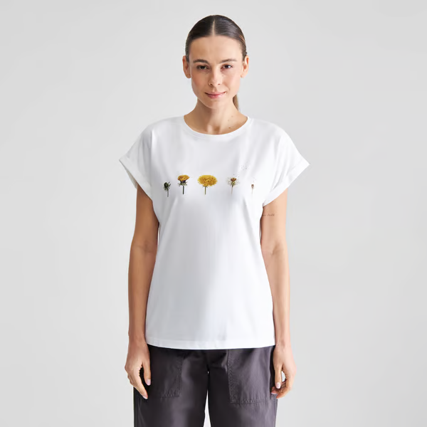 dedicated femme t shirt visby dandelion cycles pissenlits coton bio white blanc l armoire poethique  4 
